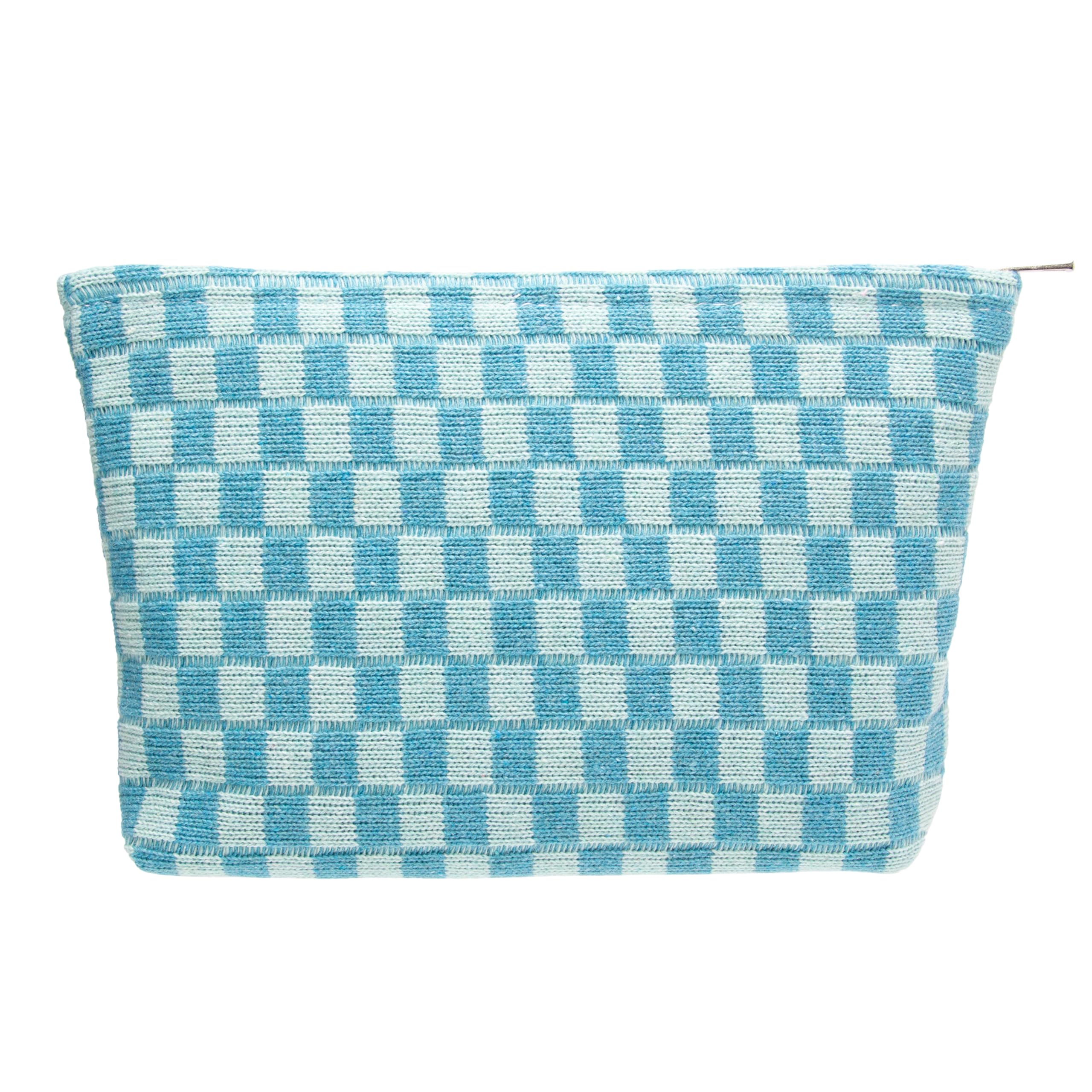 PAZIMIIK Karierte Make-up-Tasche für Geldbörse, tragbar, mit Reißverschluss, kleine Kosmetiktasche für Reisezubehör, B-lake blue