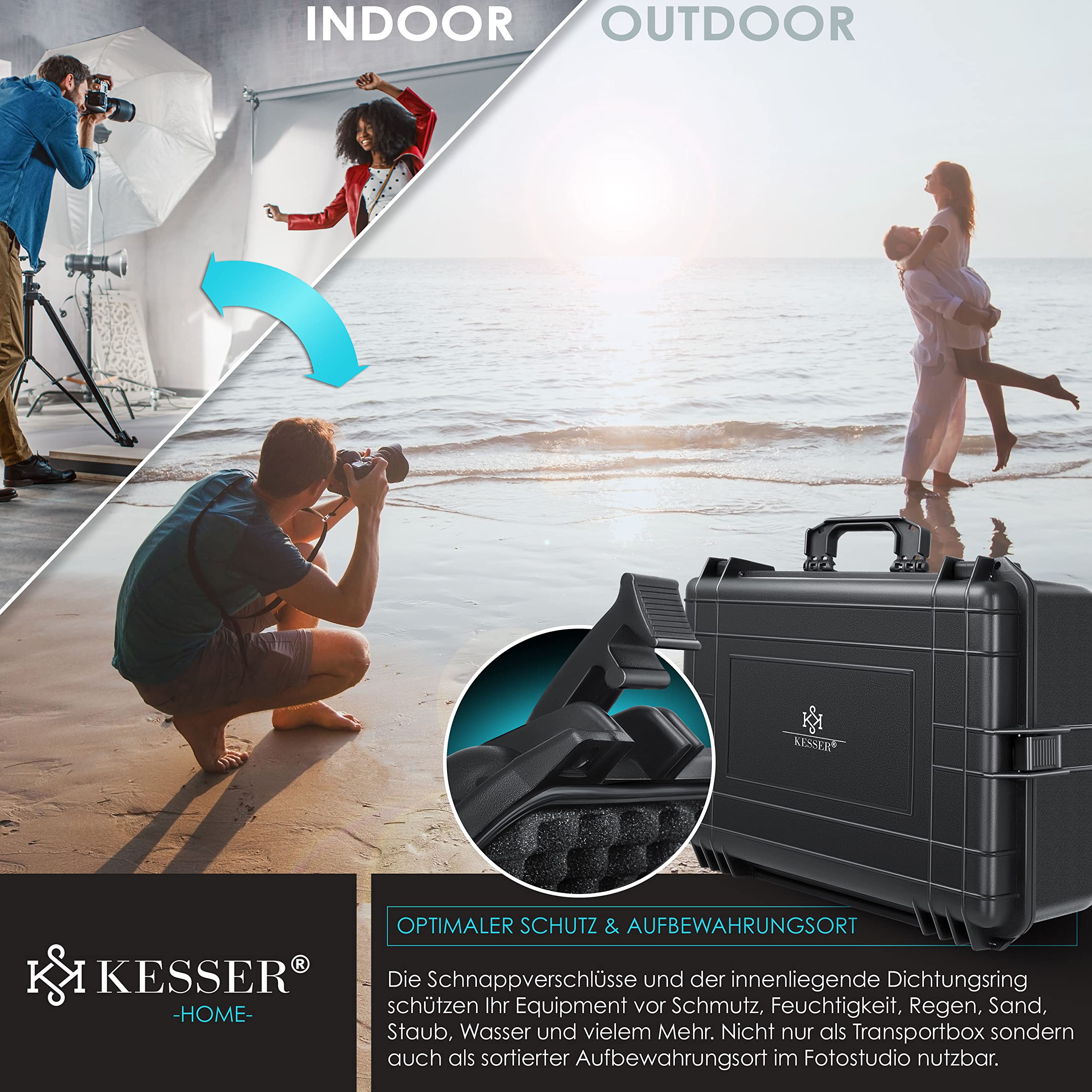 KESSER® Valise pour Appareil Photo Mallette de Transport Mallette de Protection caméra Mousse, L