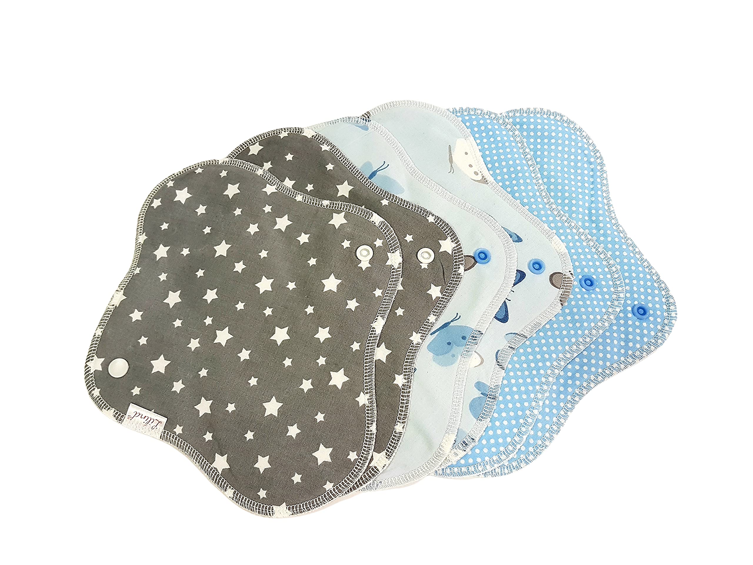 Lilind® 6 pz Giornaliero Salvaslip Riutilizzabili, 24 cm Non impermeabile Handmade Assorbenti di stoffa organici, Lavabili Comodi Extra sottili, Backup per Tamponi e Coppette mestruali, 100% cotone
