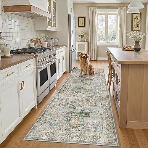 Miniatura 215 de Madane Alfombra lavable de 2 x 3 pies, alfombra de entrada pequeña, antideslizante, vintage, para entrada interior, alfombra de pelo bajo