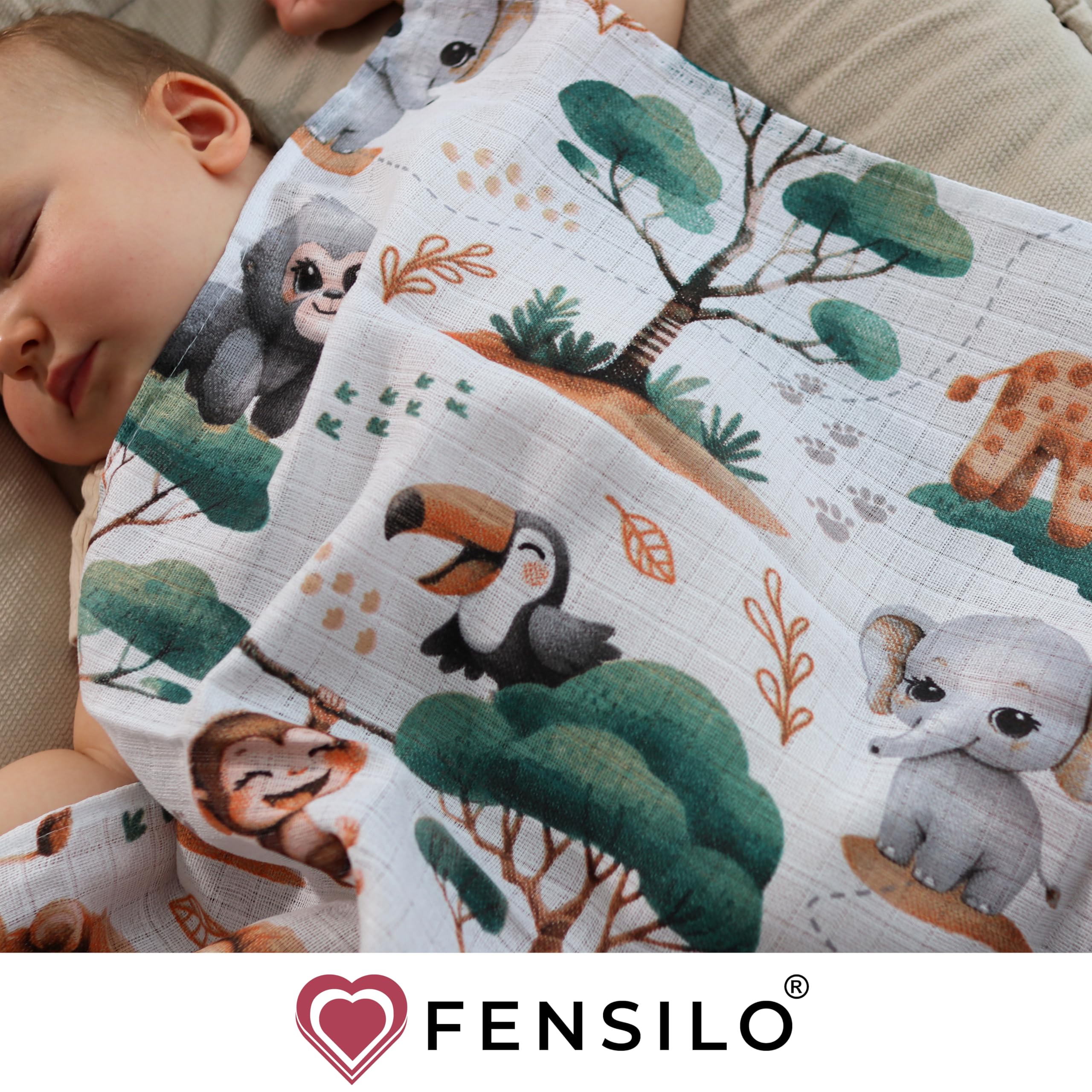 FENSILO Pieluchy muślinowe dla niemowląt, ściereczki z muślinu, 10 sztuk, 70 x 80 cm, dla niemowląt i noworodków, muślinowe ściereczki dla chłopców i dziewczynek, bawełniane ściereczki do sprania,