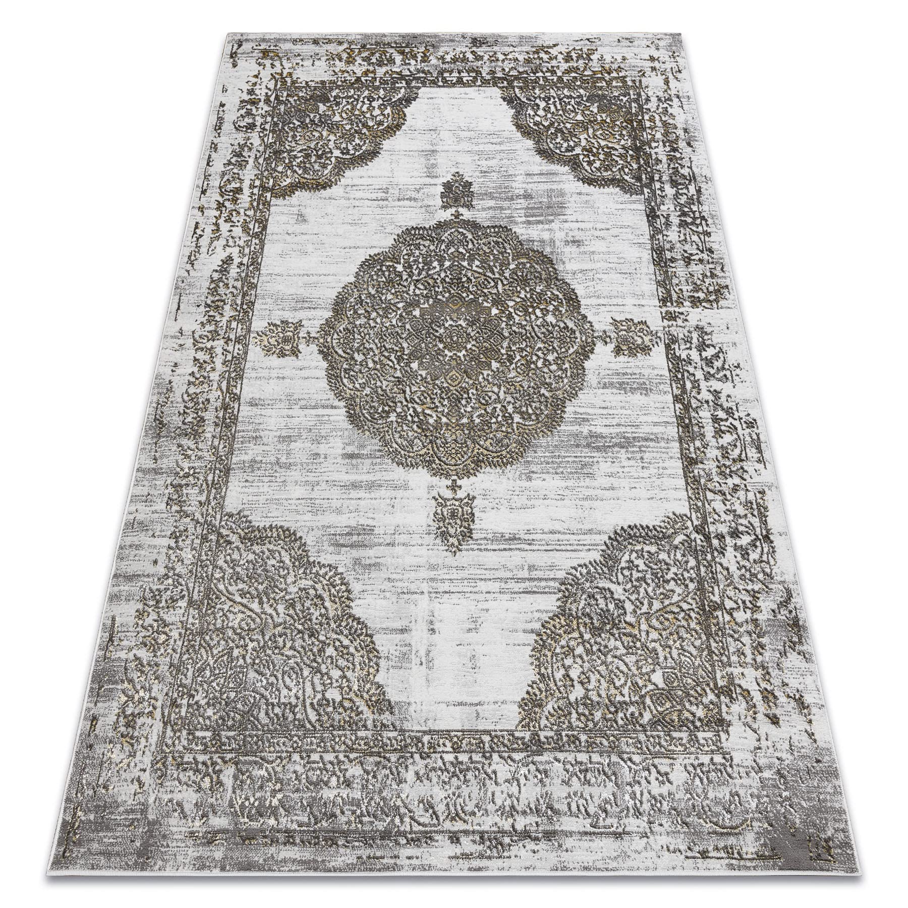 Tapis Lira pour chambre d'enfant et couloir moderne gris et or 120x170