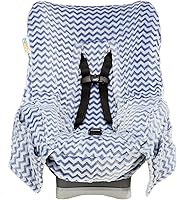 Vista 1 de Niko Easy Wash - Funda y forro para asiento de automóvil para niños, diseño Chevron Minky azul, ideal para clima invernal, ajuste universal, probado