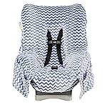 Niko Easy Wash Children\'s Car Seat Cover & Liner - Blue Chevron Minky - Great for Winter Weather - Universal FIT - Crash Tested - Waterproof SEAT Bottom - Mess Protection - Machine Washable