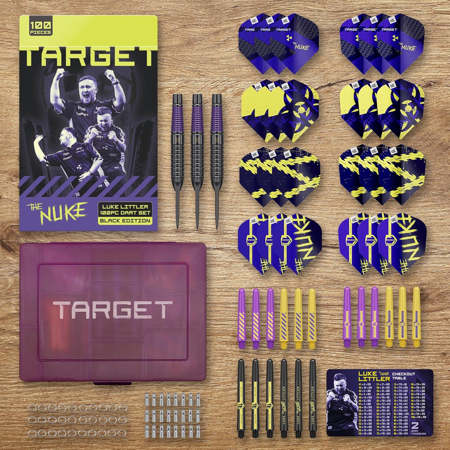 Target Darts Luke Littler Range – Choose from Steel Tip Dart Set, 100 Piece Dart Bundle with Storage Box, or 85 Pcs Accessories Kit with Flights, Shafts, Point Sharpener & Multi Tool | Gift Options
