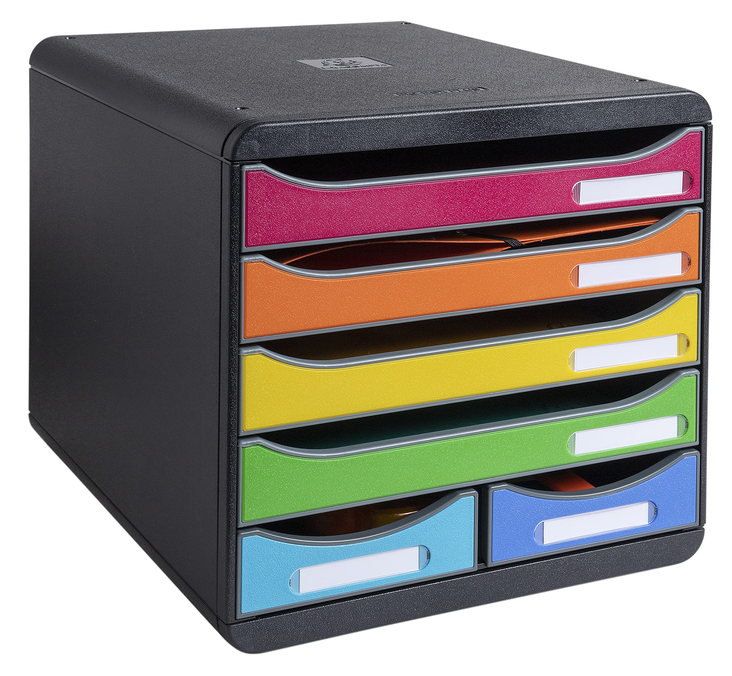 Exacompta - Rif. 312798D - BIG-BOX MAXI - 1 Cassetto 4 cassetti per documento A4+ e 2 cassetti piccoli per utensili - Dimensioni esterne: P 34,7 x 27,8 x H 27,1 cm - Arlecchino