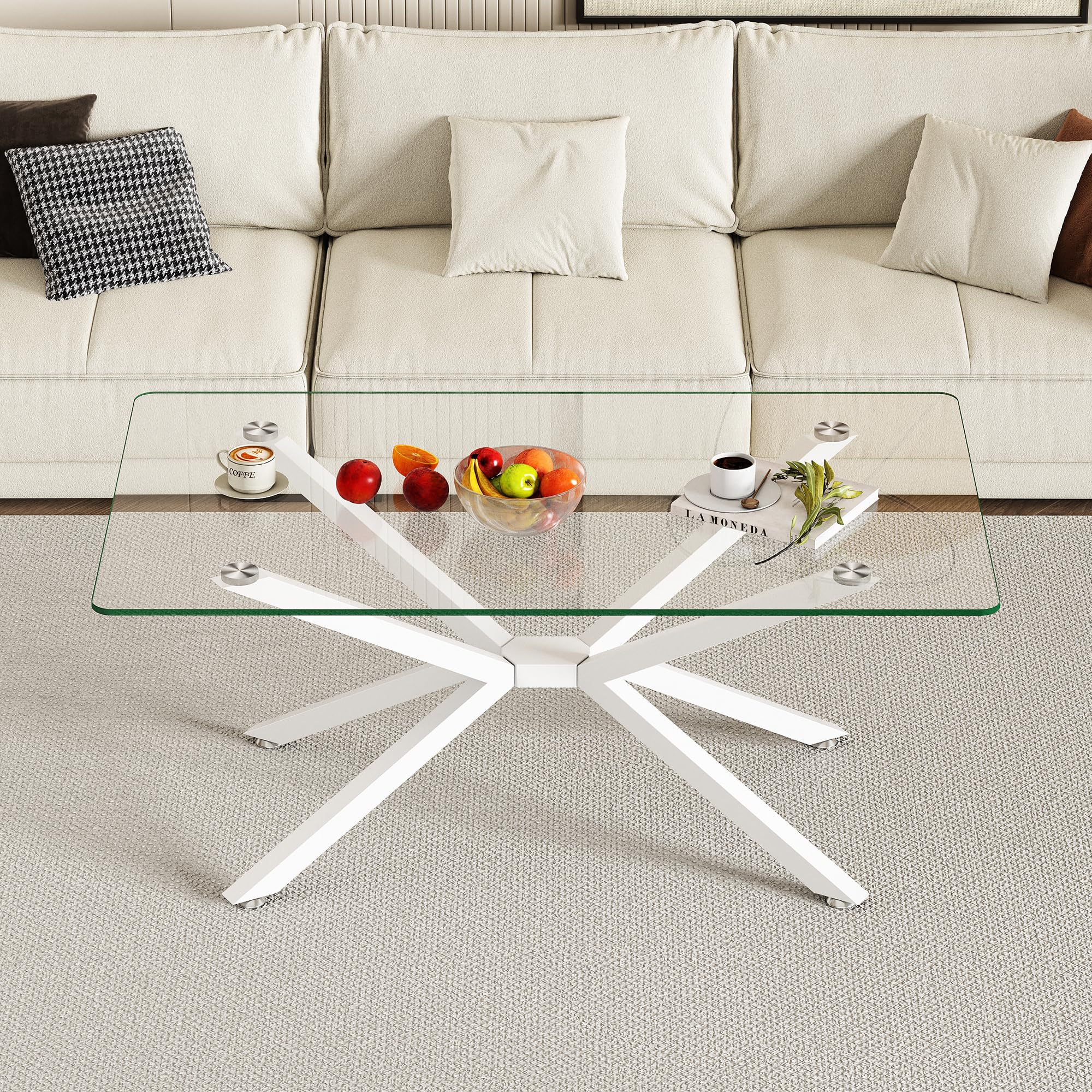 39 37 Rectangle Clear Rectangular Glass Coffee Table Glass Coffee Table Modern Living Room Center Table with White