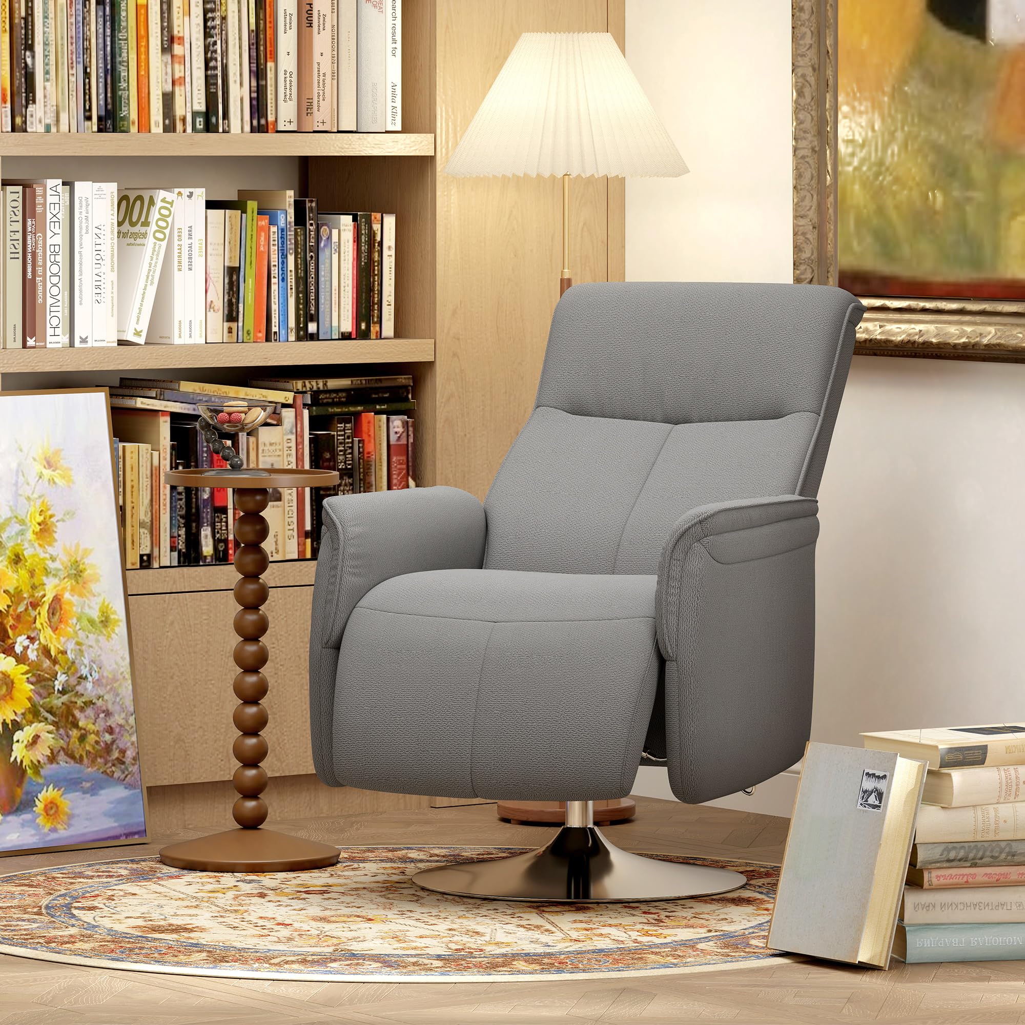 HOMCOM Sillón Relax Reclinable con Reposapiés Sillón de Masaje con 10 Puntos de Masaje Giratorio 360° Mando a Distancia Butaca Reclinable para Salón Oficina Gris