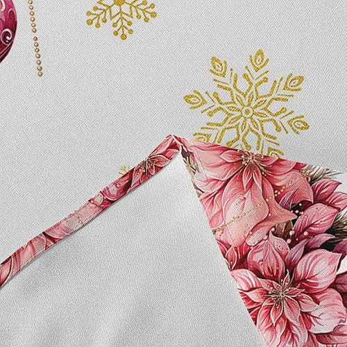 Miniatura 7 de ZOE GARDEN Christmas Flower Round Tablecloth Waterproof & Stainproof Tablecloths, Wipeable Table Cloth Wrinkle-Free for DiningPartyWedding Red Pink