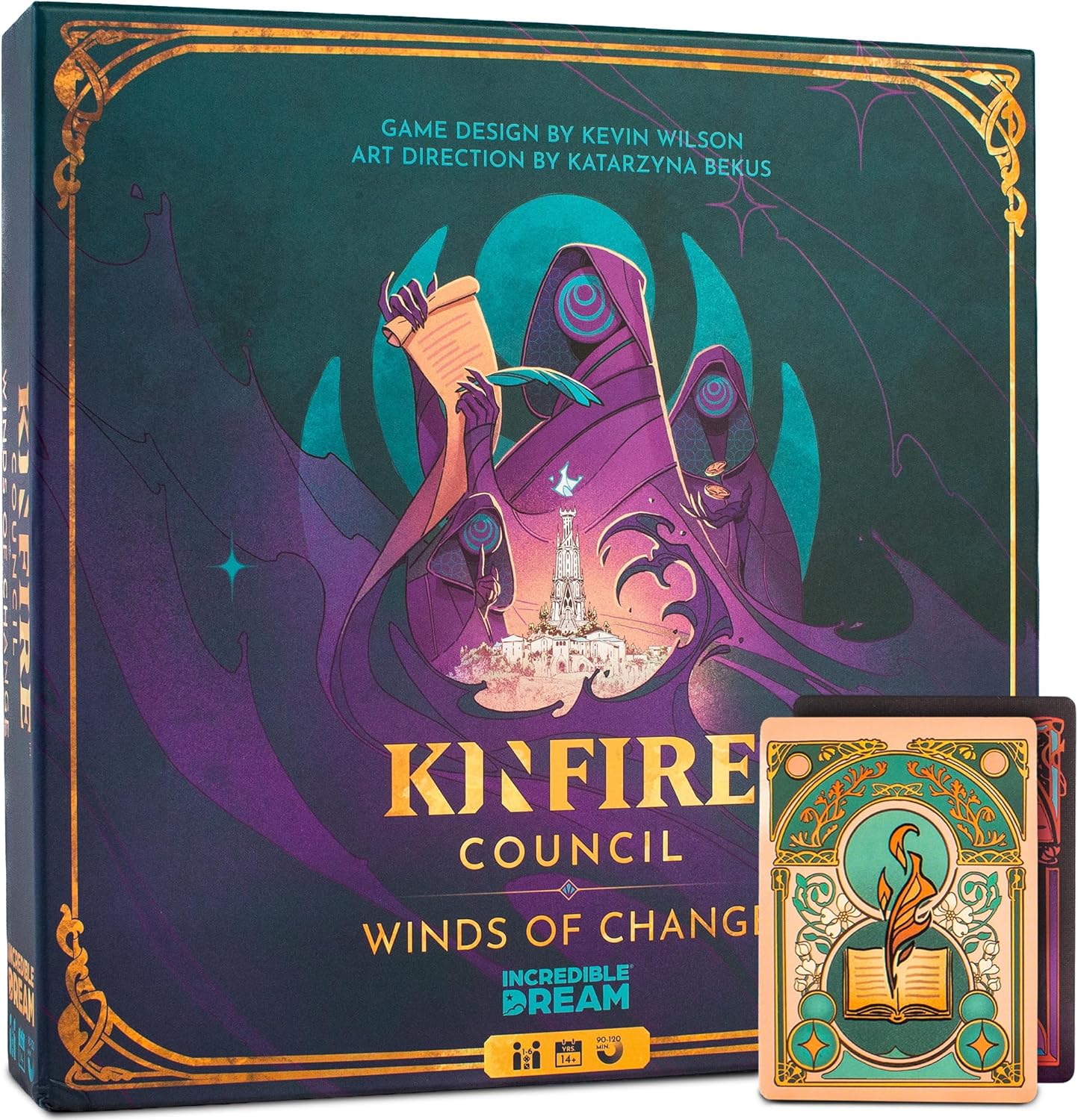 Kinfire Council – Competitive Strategy & Political Board Game – 2–6 Players – 90–120 Minute Gameplay – Unique Councilor Powers, Worker Placement, Voting & Cult Challenges – Ages 14+