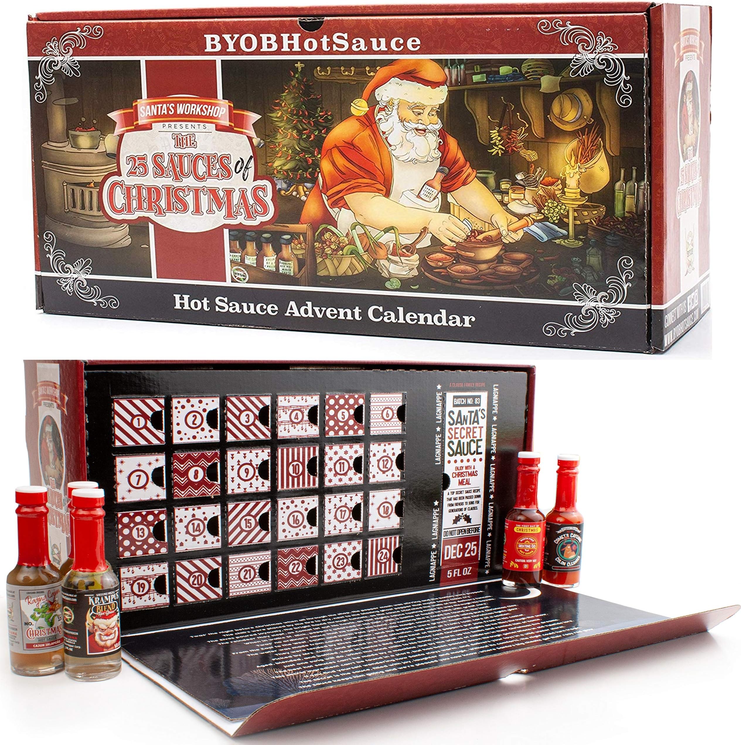 Hot Sauce Gift Set - Advent Calendar - The 25 Sauces of Christmas Countdown to Santa Clause - Also Makes a Great Gift For Christmas Day