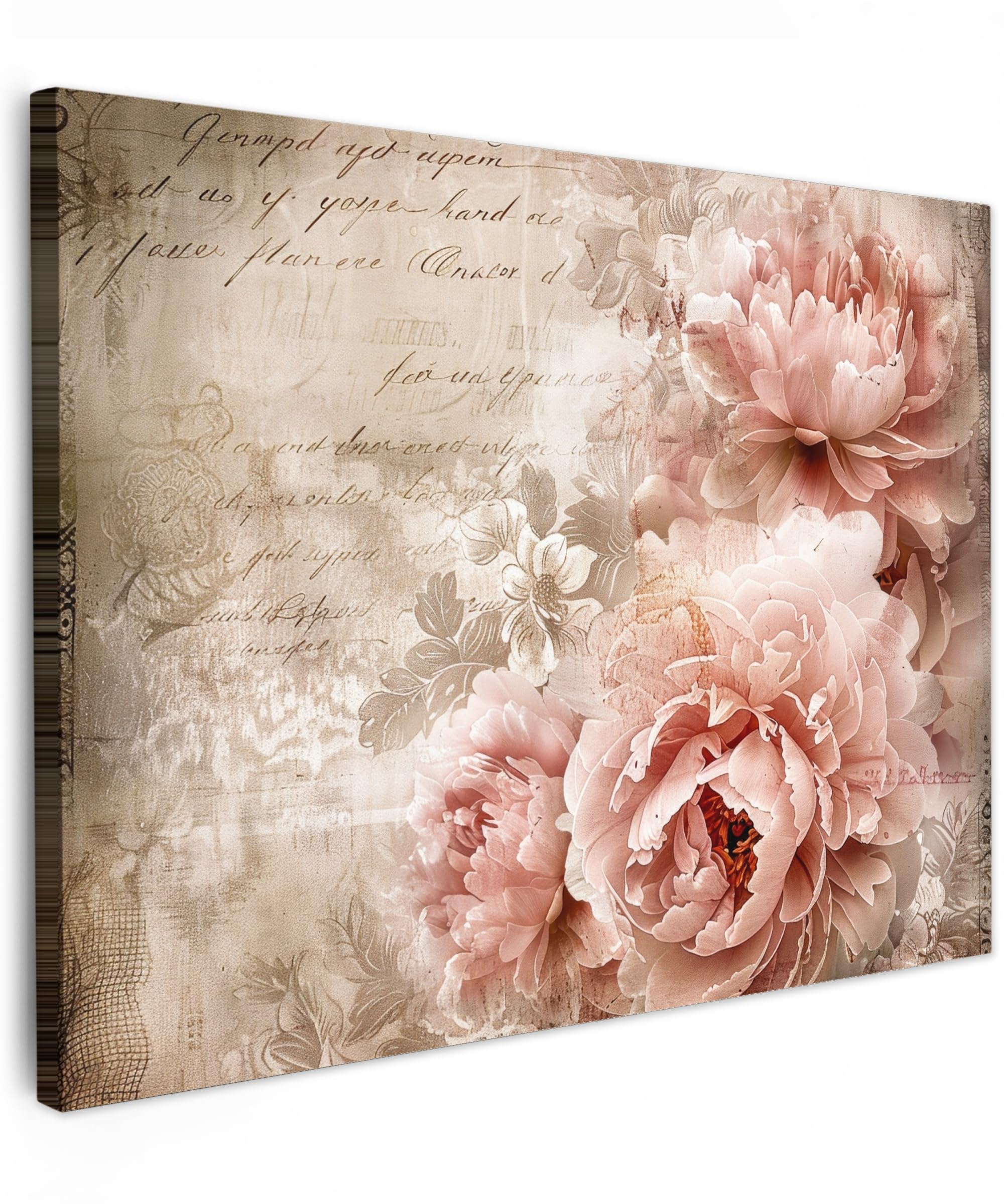 MuchoWow© Leinwandbilder 70x50 cm Wall Art Decoration Bilder für die Wand Schlafzimmer Deko Canvas Painting Wanddekoration Wohnzimmer Blumen - Rosen - Buch - Kunst