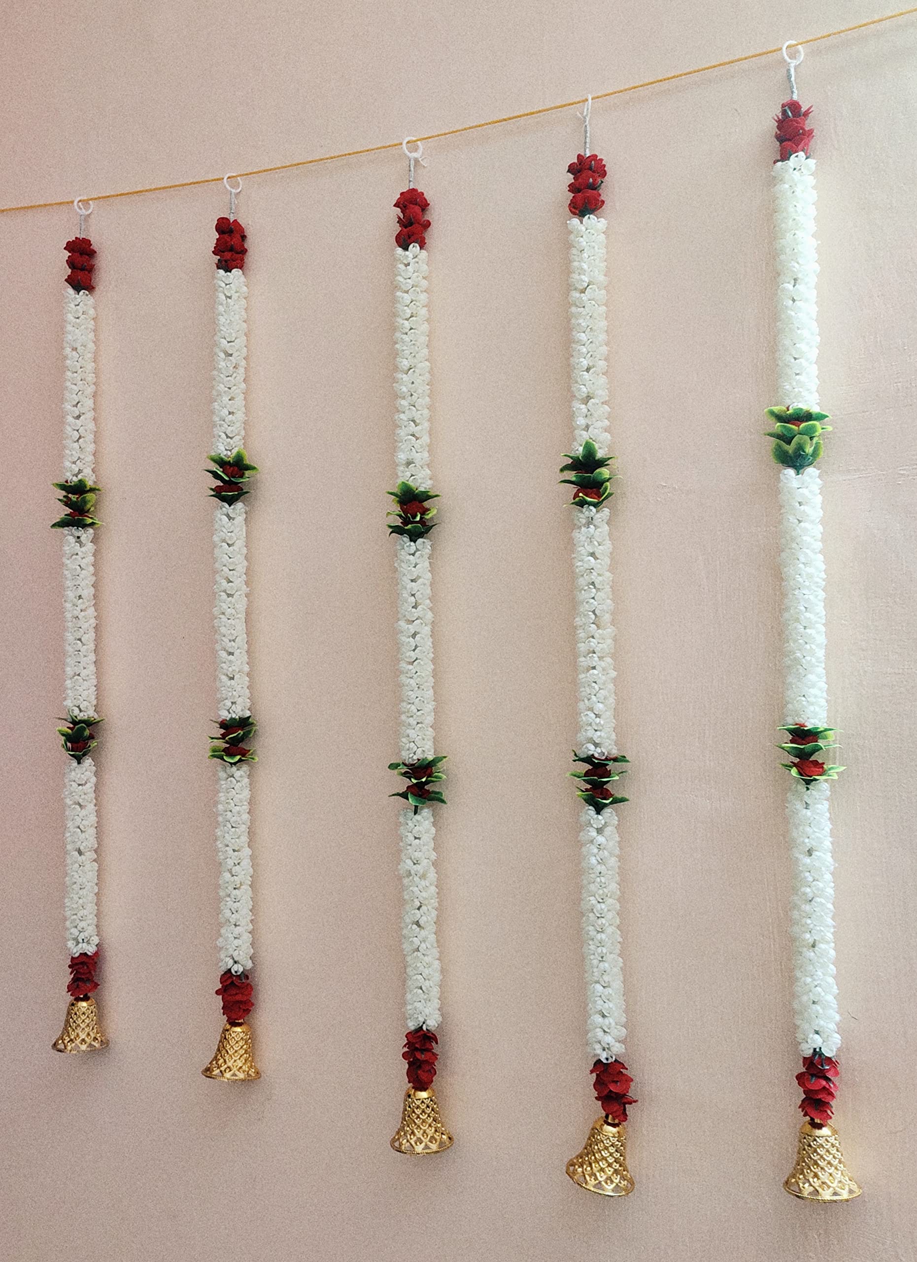 Dannyboyzs Artificial Flower Home and Party Decoration Rose and Mogra Multicolor Jasmine, Rose (36 inch, Pack of 5, Garlands)