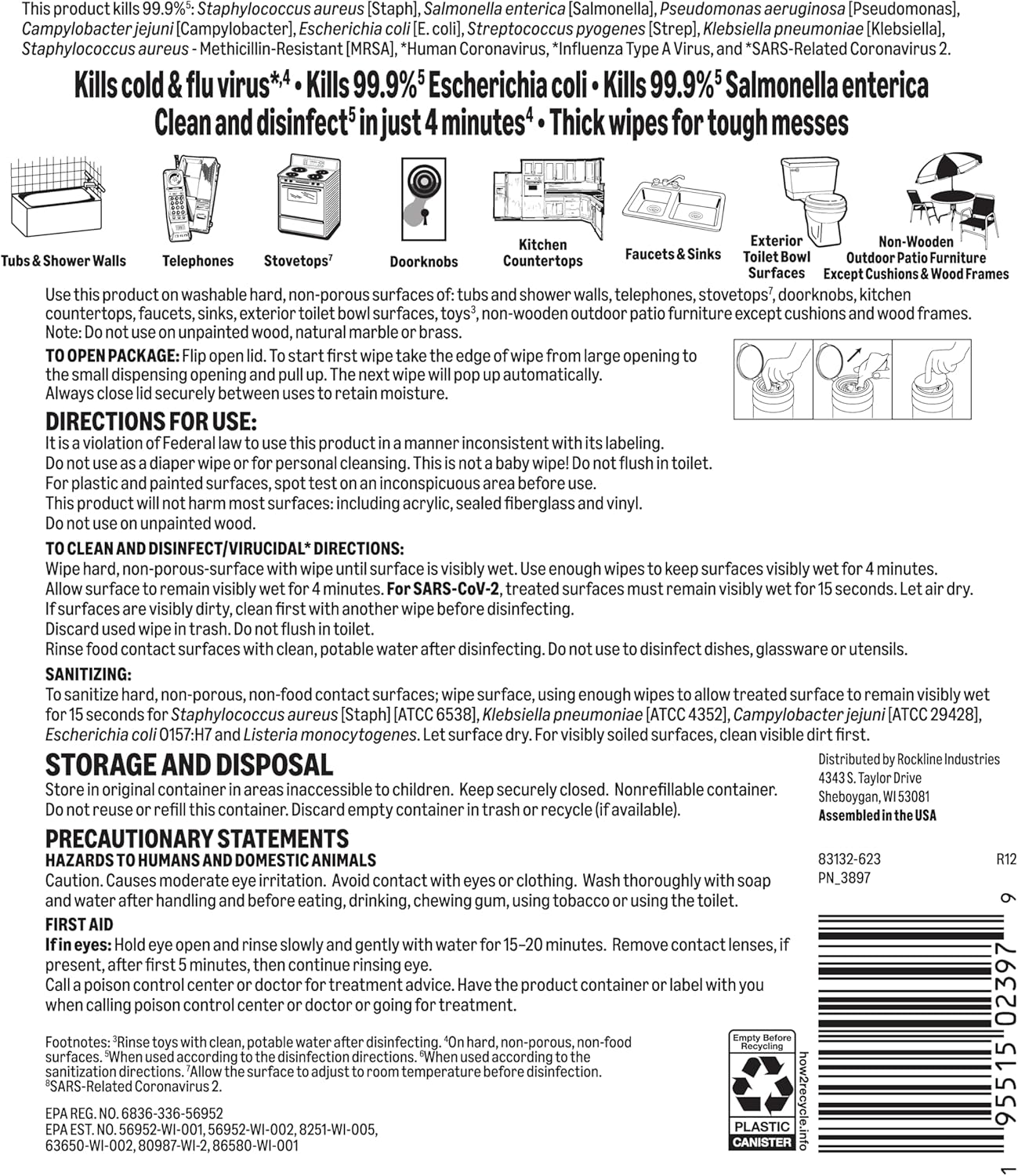 Amazon Basics Disinfecting Wipes, Fresh Scent, Sanitizes/Cleans/Disinfects/Deodorizes, 85 Count, for Hard Nonporous Surfaces