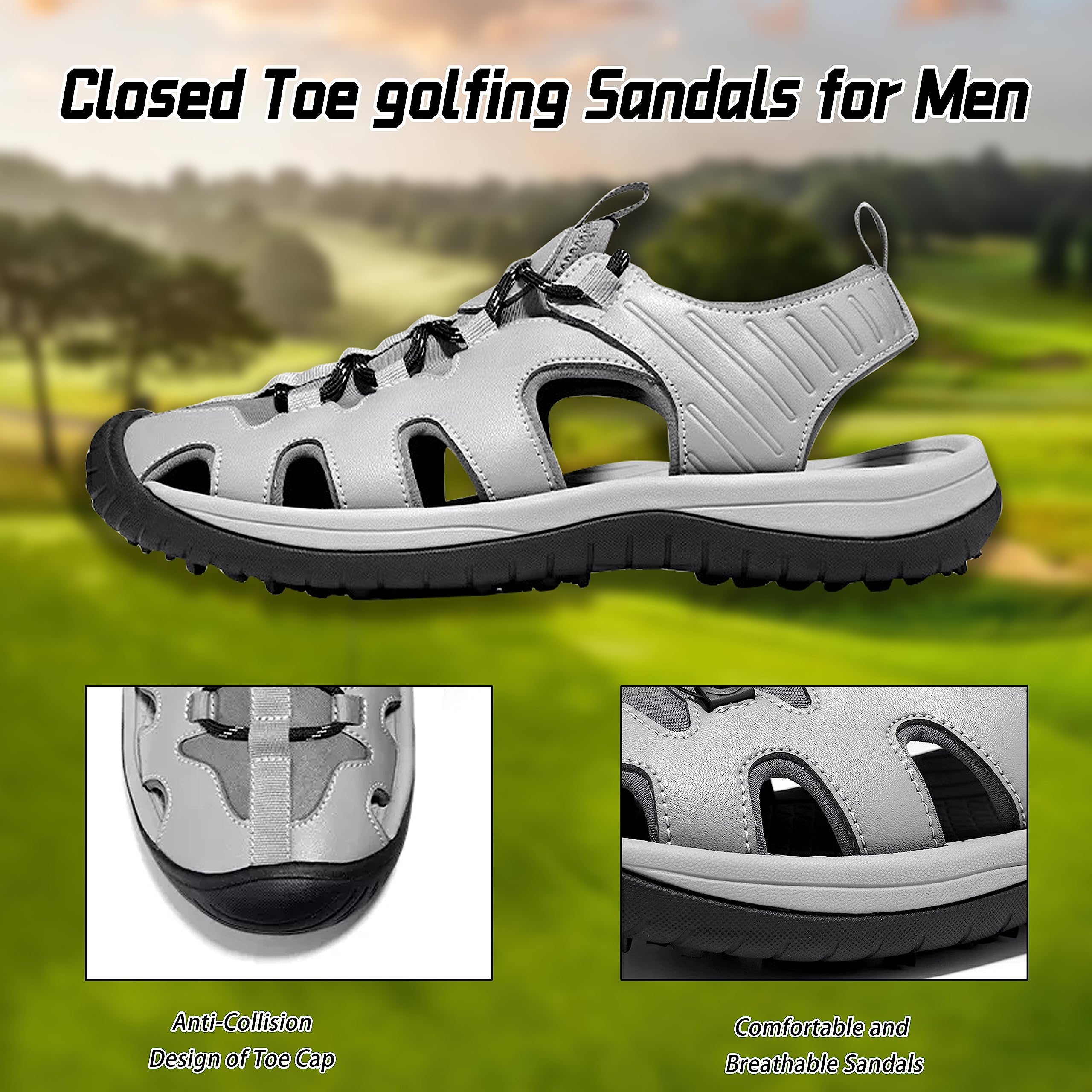 PGM Sandalias de Golf para Hombre, Sandalias Deportivas Casuales, Ligeras, Antideslizantes y Transpirables, Zapatos para Deporte, Senderismo y Actividades al Aire Libre