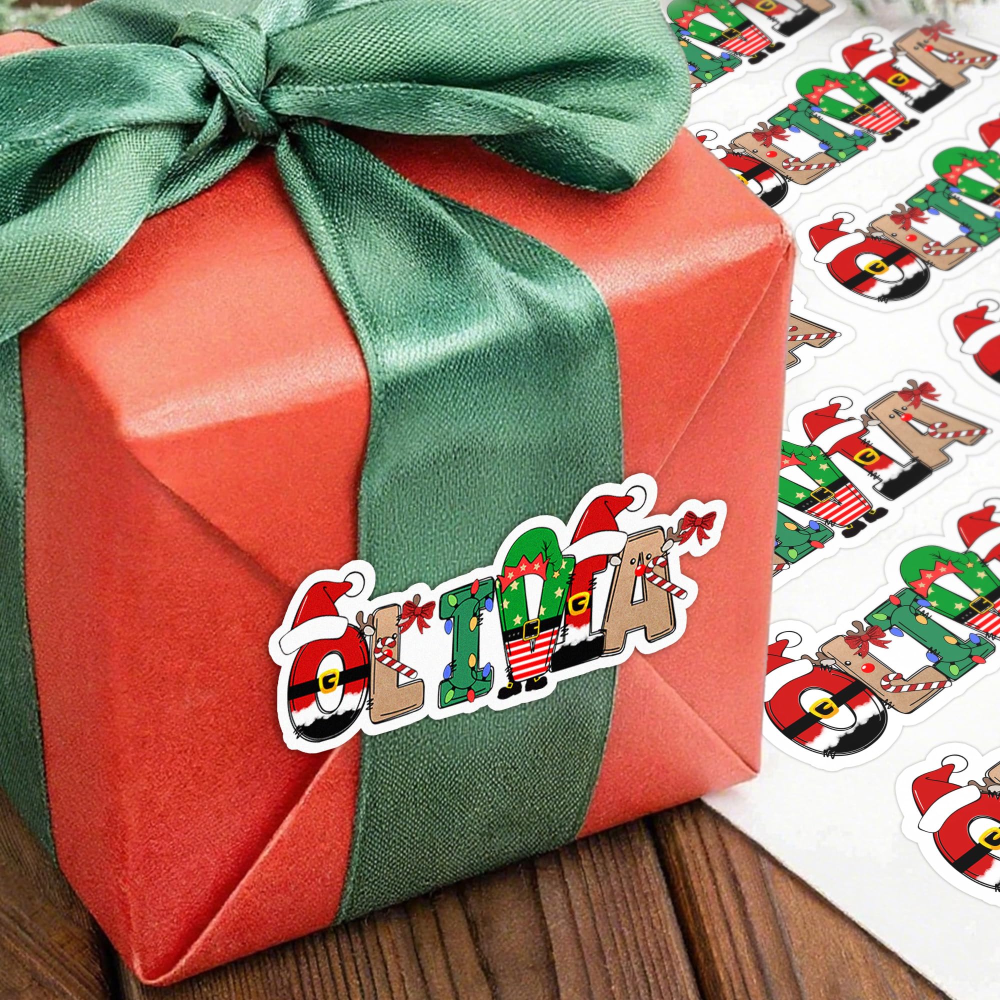 CALLIE Personalised 28 Pcs Waterproof Christmas Stickers Labels with Name