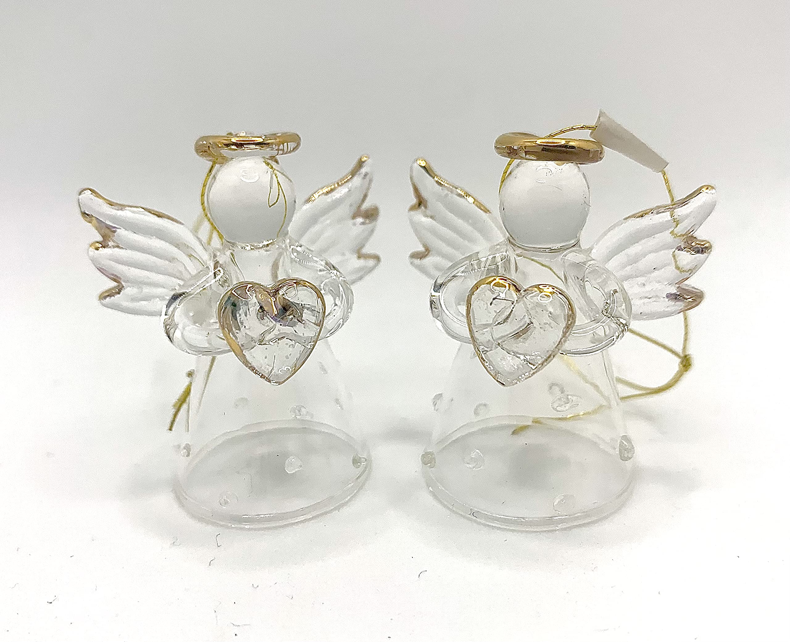 Hanging Christmas Tree Decoration - Glass Angel with Silver Polka Dot Dress
