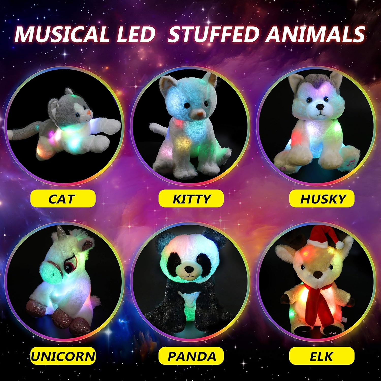 Houwsbaby Christmas Musical Light up Reindeer LED Stuffed Animals Rudolph Plush Toys Lullaby Singing Animated for Toddlers Xmas Gift Holiday,Brown,13''