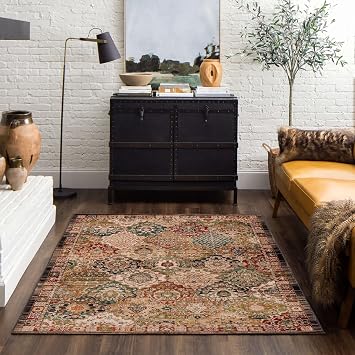 Mohawk Home Nikoleta Traditional Geometric; Ornamental Medium Brown 2 X 4 Area Rug Perfect for Living Room, Dining Room, Office, Kitchen, Entryway, Hallway