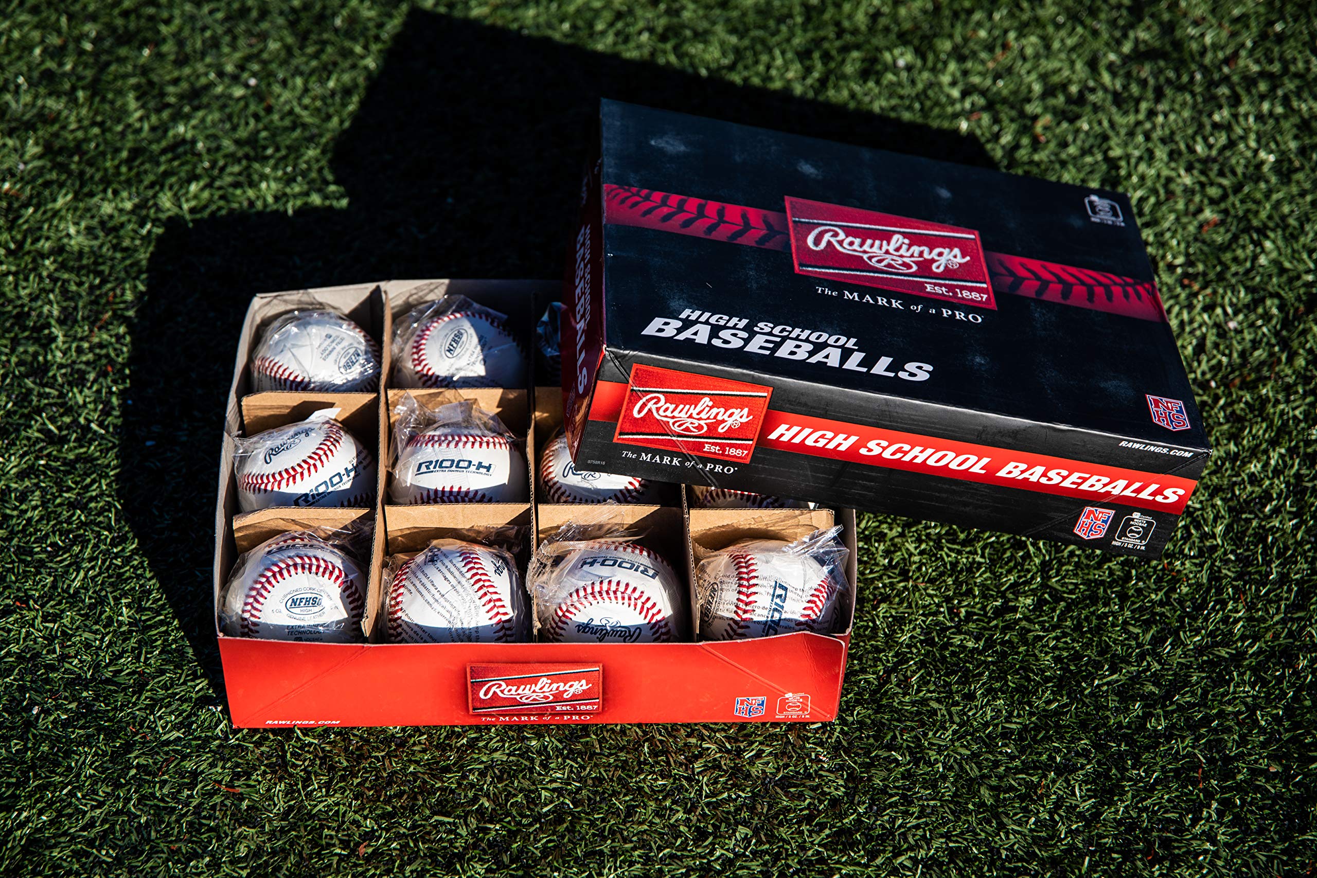 Rawlings NFHS NOCSAE Lot de 12 balles de baseball pour lycée, coutures surélevées