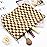 PAZIMIIK Knitted Checkered Makeup Bag Large Zipper Make Up Accessory Pouch for Purse Cosmetic Brush Bag for Travel Essential,Coffee