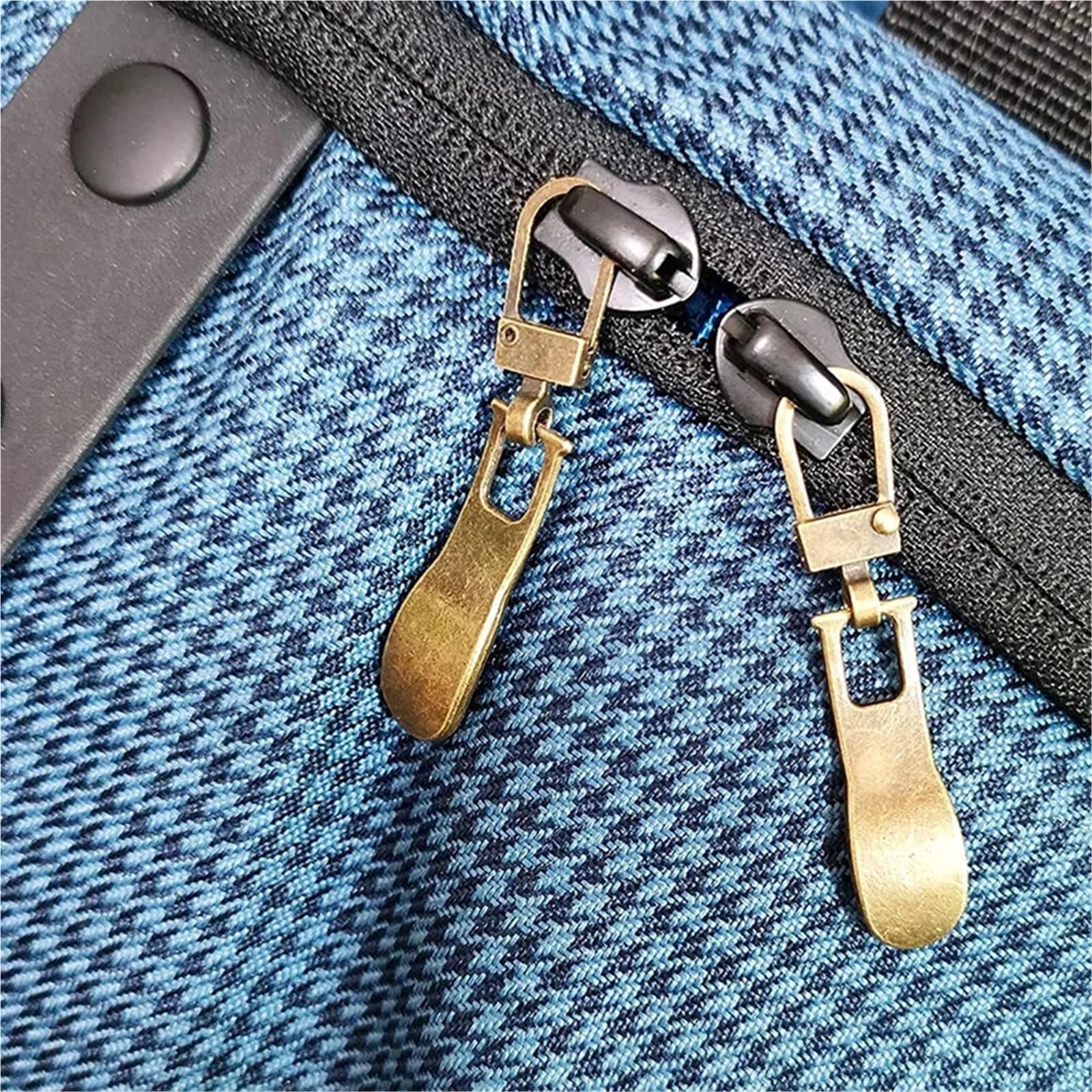 Tiradores de cremallera, 100 piezas de repuesto de deslizadores de cremallera de metal, tirador de cremallera desmontable para equipaje, chaqueta, bolsa, mochila (dorado)