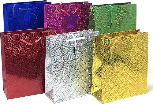 allgala 12-PC 9 x 7 pulgadas Medium Premium Hologram Gift Bags-GP50301