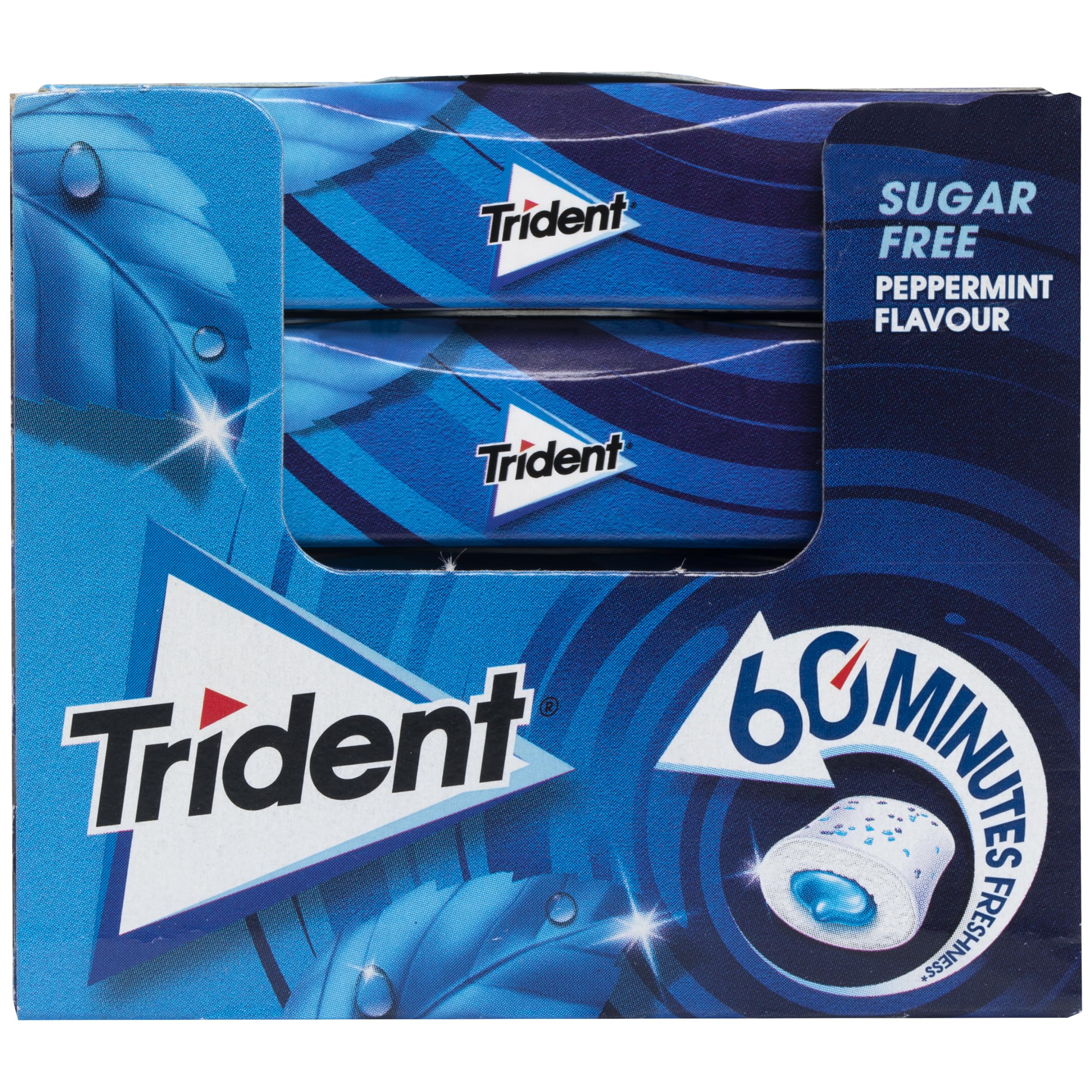 Trident 60 Minutos Menta - Chicles sin Azúcar con Sabor a Menta - Paquete de 16 Envases 22 g