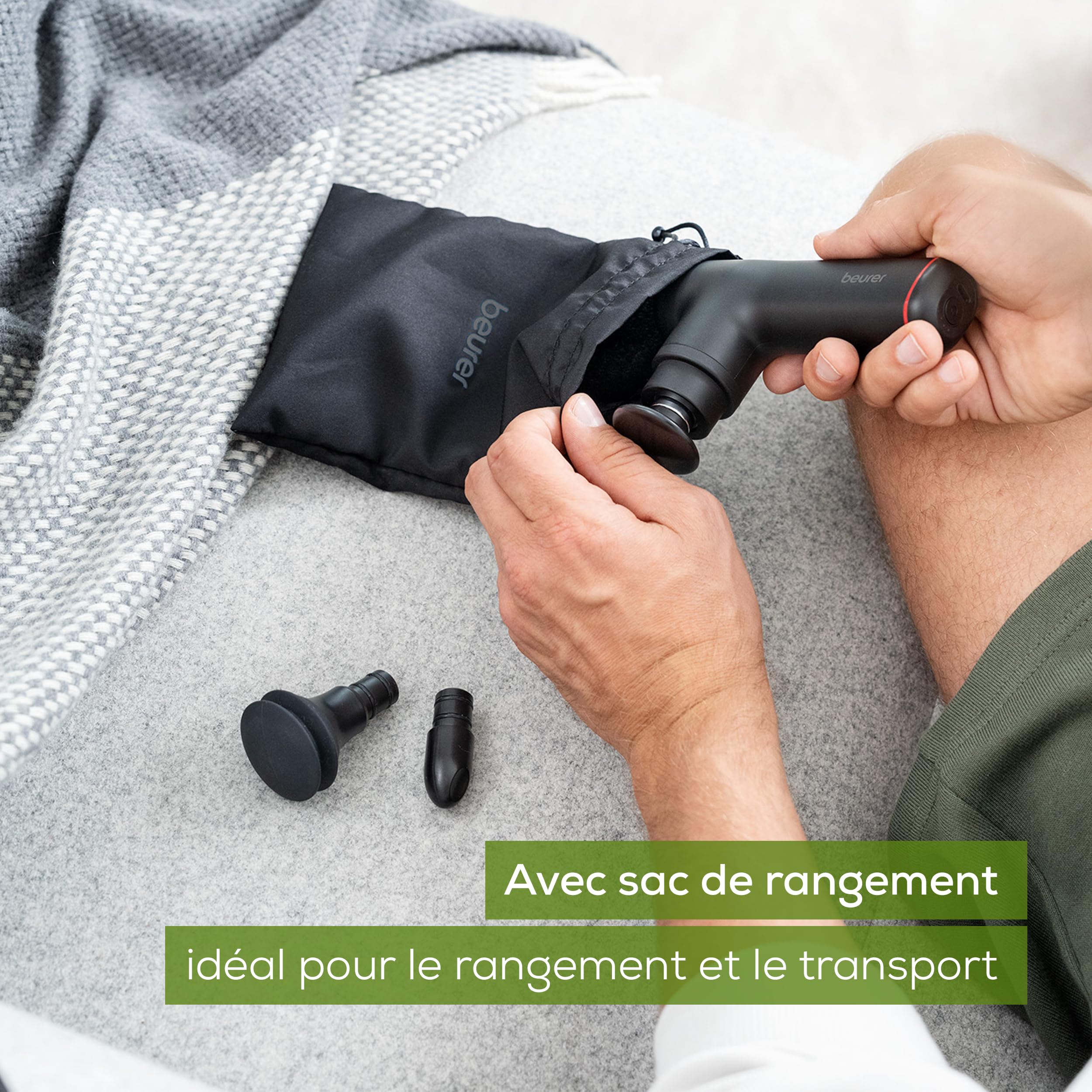 Beurer MG 79 Pistolet de sensible compact avec 3 embouts, doux des points de déclenchement pour les zones sensibles du corps, appareil de musculaire pratique avec 3 niveaux