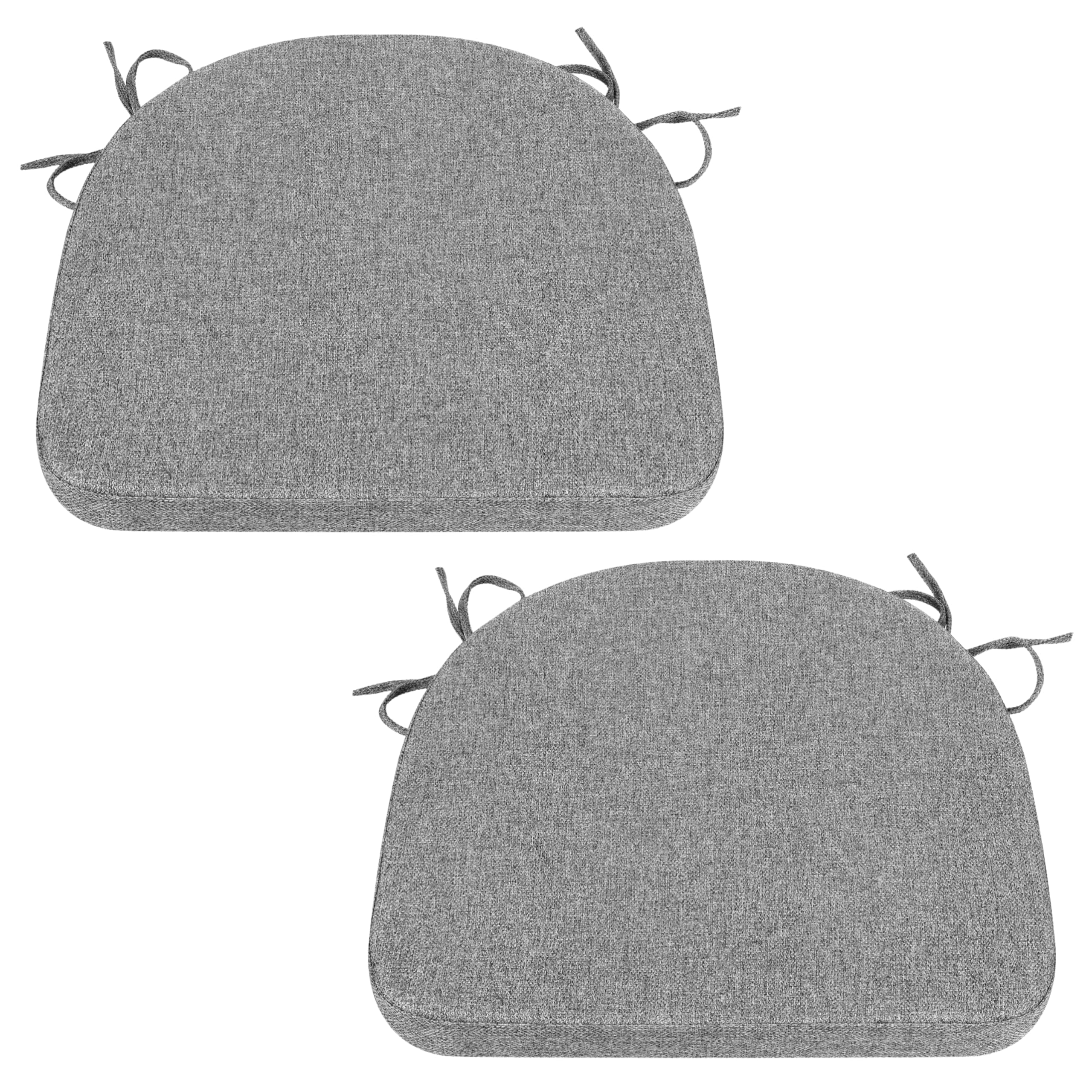 Comfortable Chair Cushions - 44x43x5cm Thick Foam Padding with Removable Cover and Secure Ties - Durable Seat Pad for Indoor/Outdoor Home, Patio, Garden - Portuguese Premium Fabric (Grey, Pack of 2)