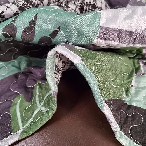 Miniatura 7 de Virah Bella Manta acolchada de 50 x 60 pulgadas, diseño de cuadros de búfalo negro, manta ligera primitiva, ideal para tumbonas y ropa de cama