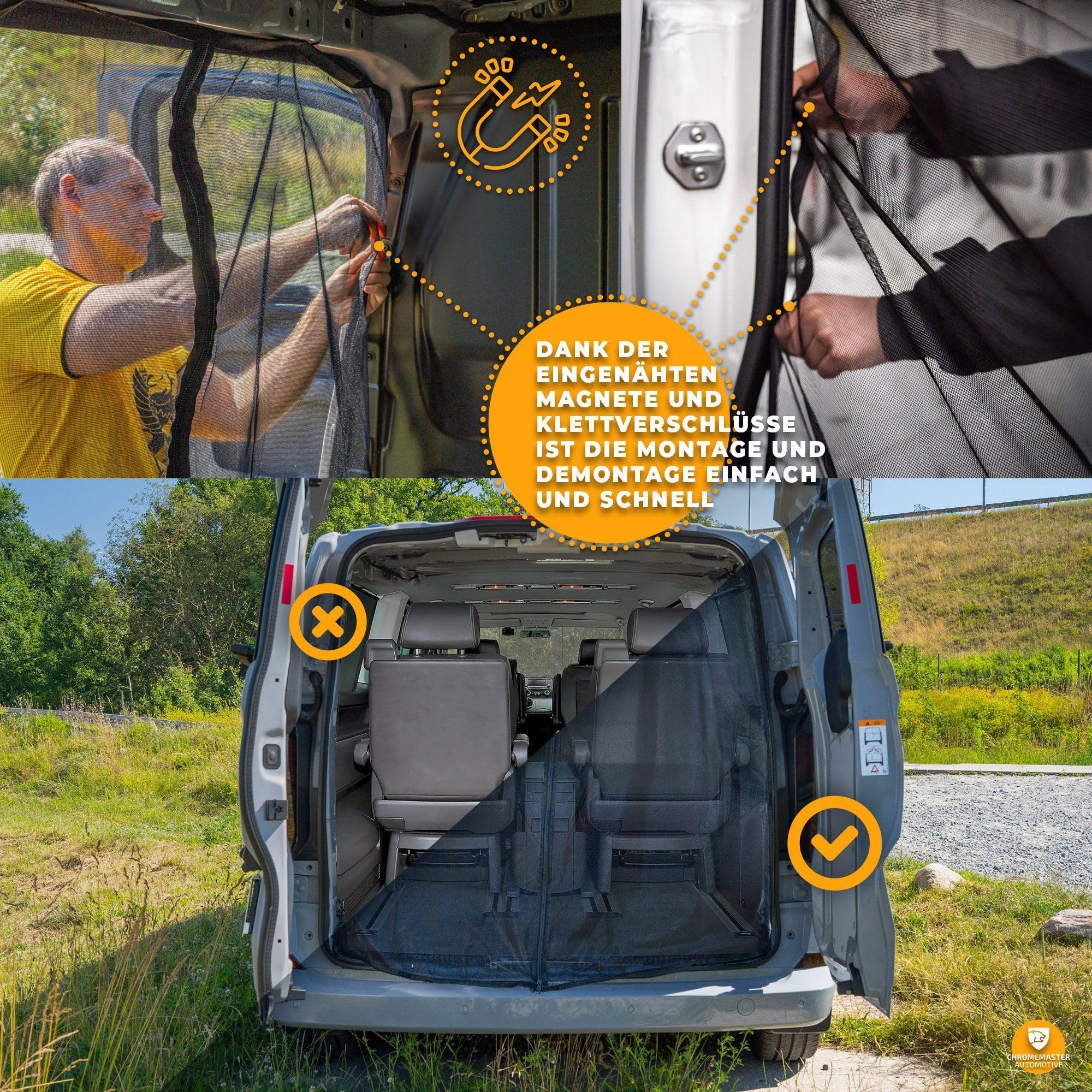 CHROMEMASTER | Magnetisches Fliegengitter für Camper, Campervan, Wohnmobil | Kompatibel mit VW ID. Buzz 2022+ | Moskitonetz, Schutzgitter Gegen Insekten, Ungeziefer, Mücken und Spinnen