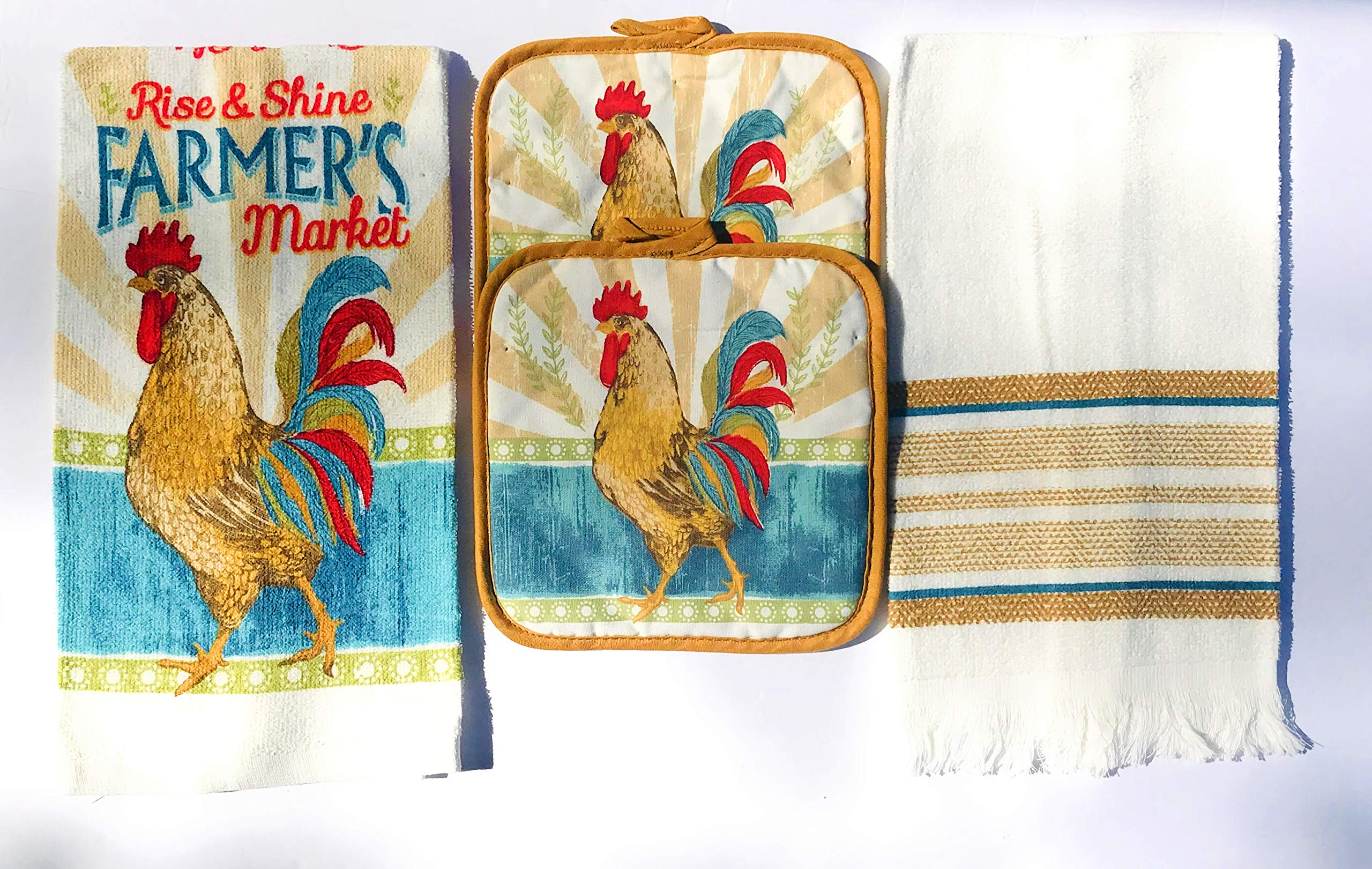Rooster Farmers Market 4 pc Kitchen Towel Set