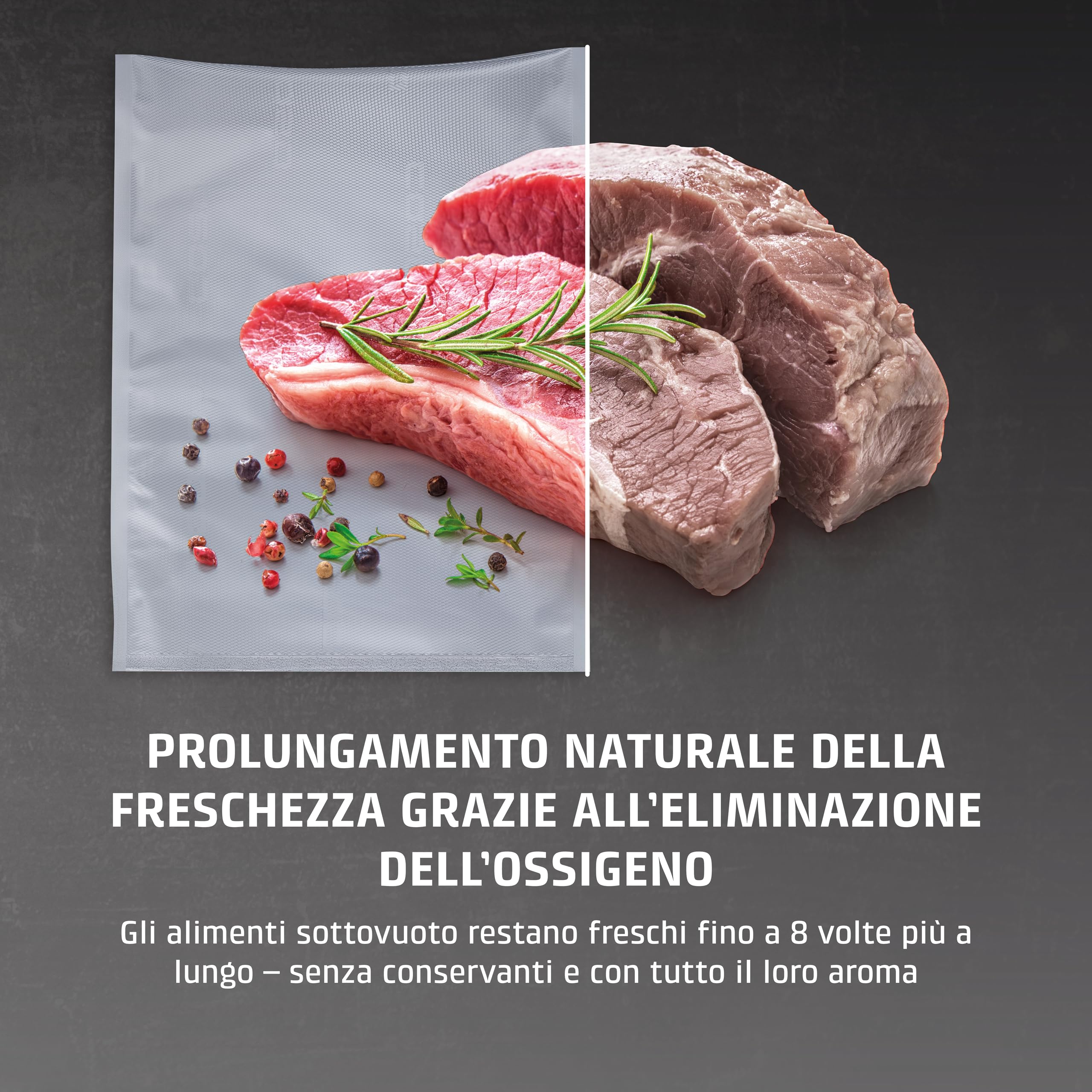 CASO VC 10 - Macchina sottovuoto per alimenti compatta, mantiene gli alimenti freschi fino a 8 volte più a lungo, sigillatura stabile fino a 30 cm, inclusi 10 sacchetti professionali - argento