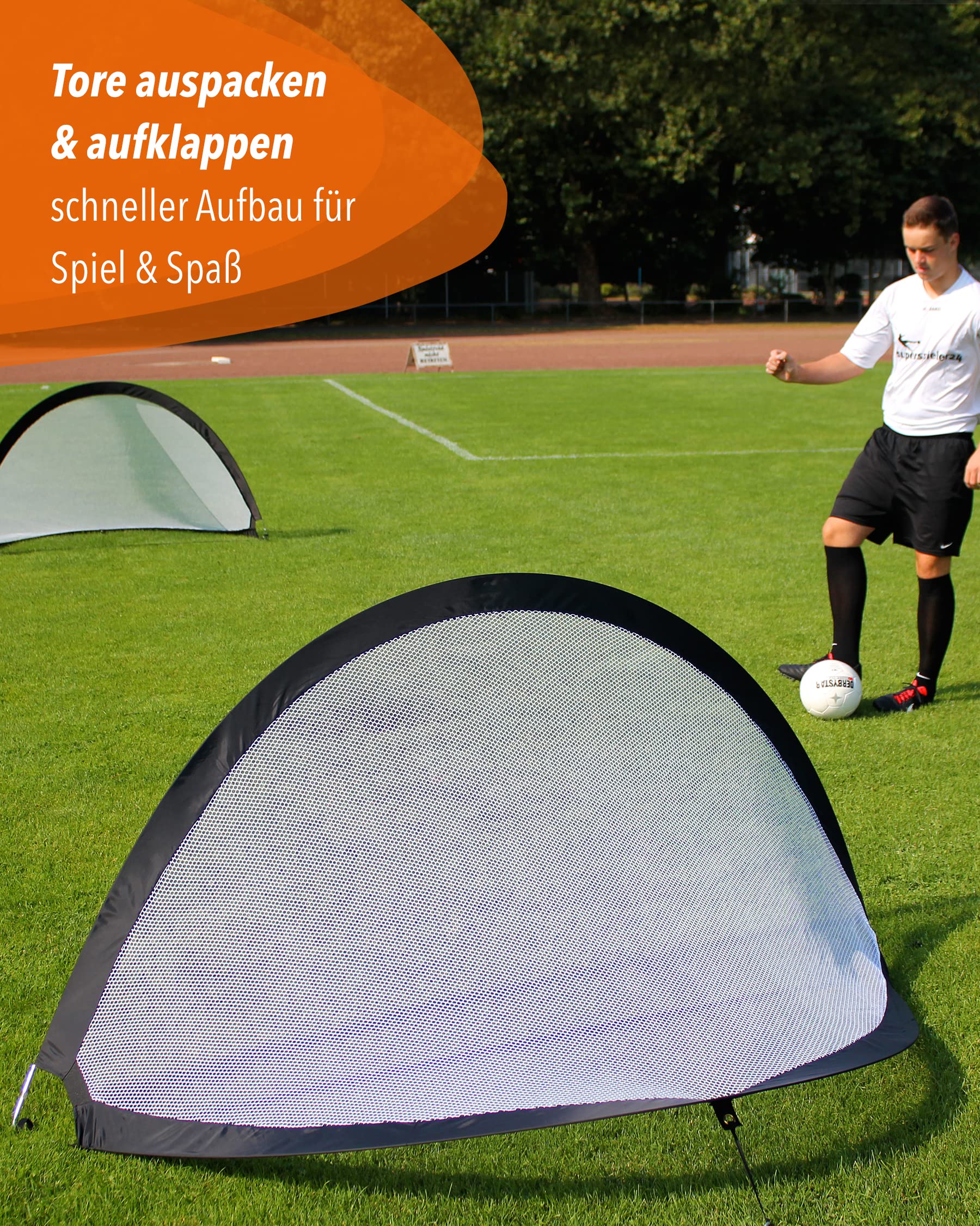 Fußballtore 2er-Set Pop-Up-Tore 180 x 90 cm faltbar mit Tragetasche