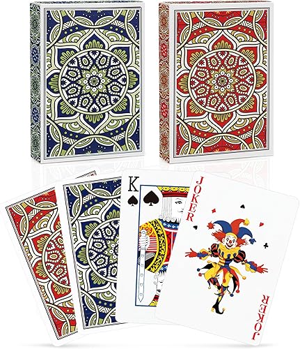 Cartas de Juego Paquete de 2, Baraja de Cartas, Juego de Cartas de Póquer Estándar para Adultos, Fácil de Barajar Diseño Único Carta Divertida para