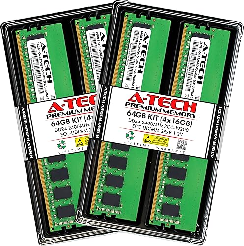 A-Tech Kit de 64 GB (4 x 16 GB) RAM para Supermicro SUPER X11SCH-F, X11SCH-LN4F, X11SCL-F, X11SSE-F, X11SSL-nF, X11SSM-F, X11SSW-TF | DDR4 2400MHz