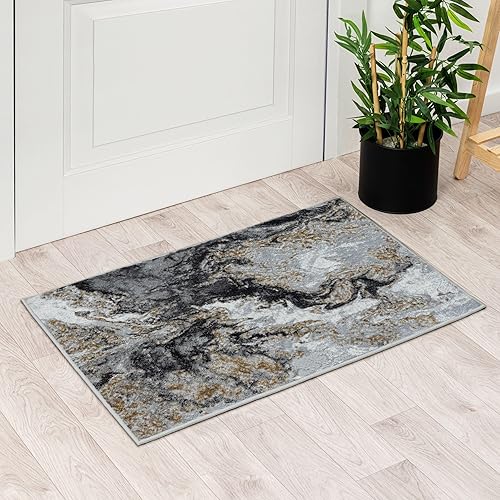 Miniatura 8 de LUXE WEAVERS Alfombra abstracta de remolinos de mármol, humo 2x3