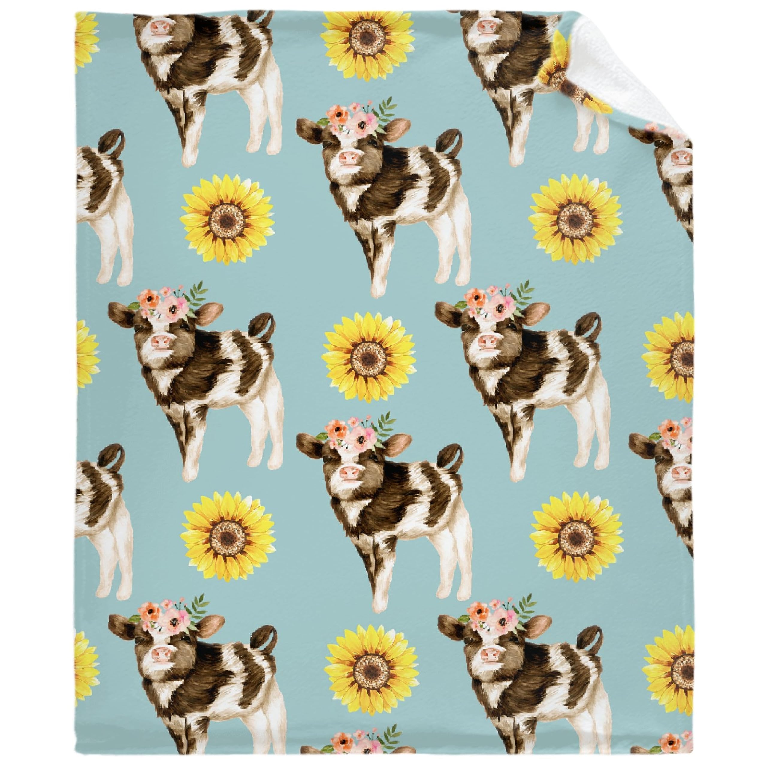 Cow and Sunflower Throw Blanket is Super Soft and Warm,The Lightweight Flannel Blanket is for All-Season Use,A Great Choice for Gifts 40