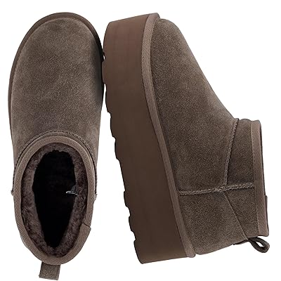 CUSHIONAIRE Hippy Women’s Platform Ankle Boots – Genuine Suede, Faux Fur Lining, Cozy Winter Slip-On Design, Comfortable Footwear with Wide Widths Available