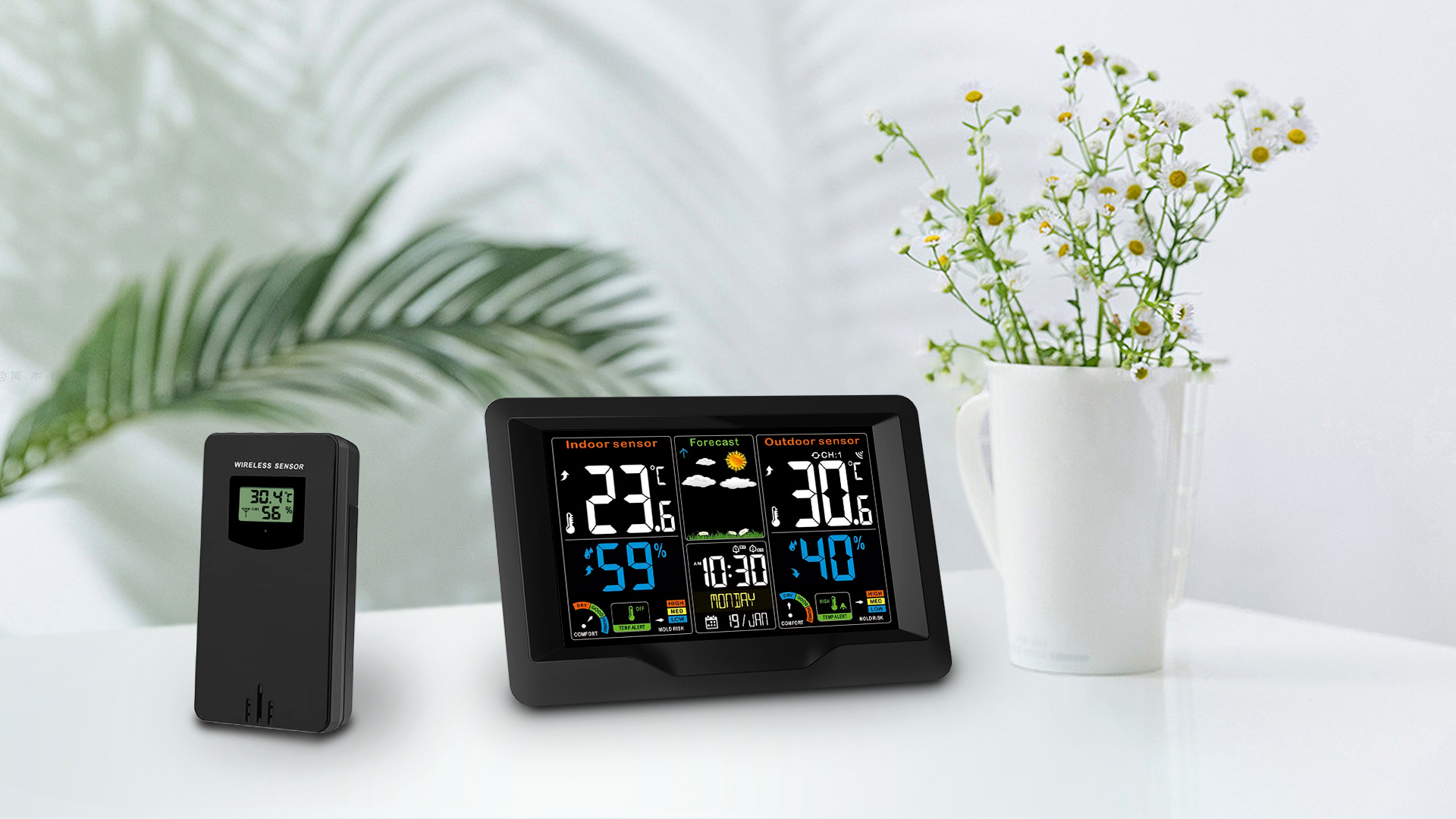 Stazione Meteorologica VINILITE Con Sensore Esterno - Previsioni Tempo, Orologio Radio, Umidità - Foto 8