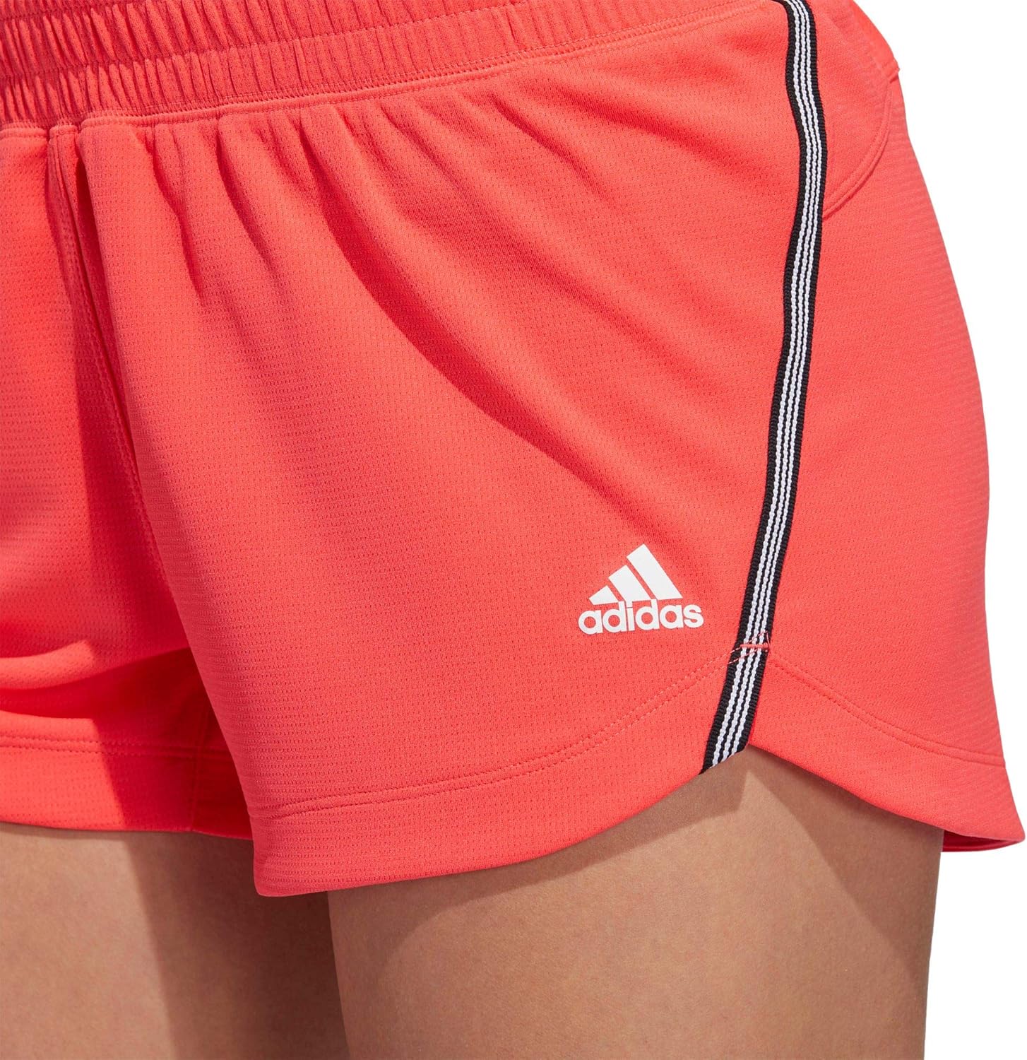 adidas Womens 3-Stripes Knit Shorts (Shock Red, M)