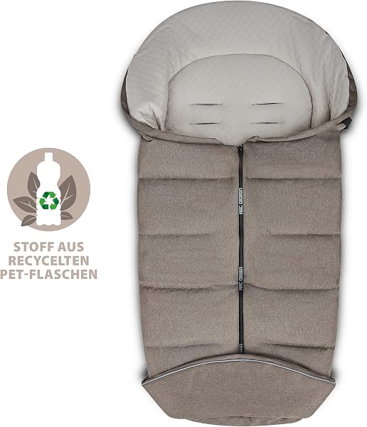 ABC Design Winterfußsack - gepolsterter Fußsack für kühlere Temperaturen - variable Anpassung an den Gurt des Kinderwagens (nature) - 2
