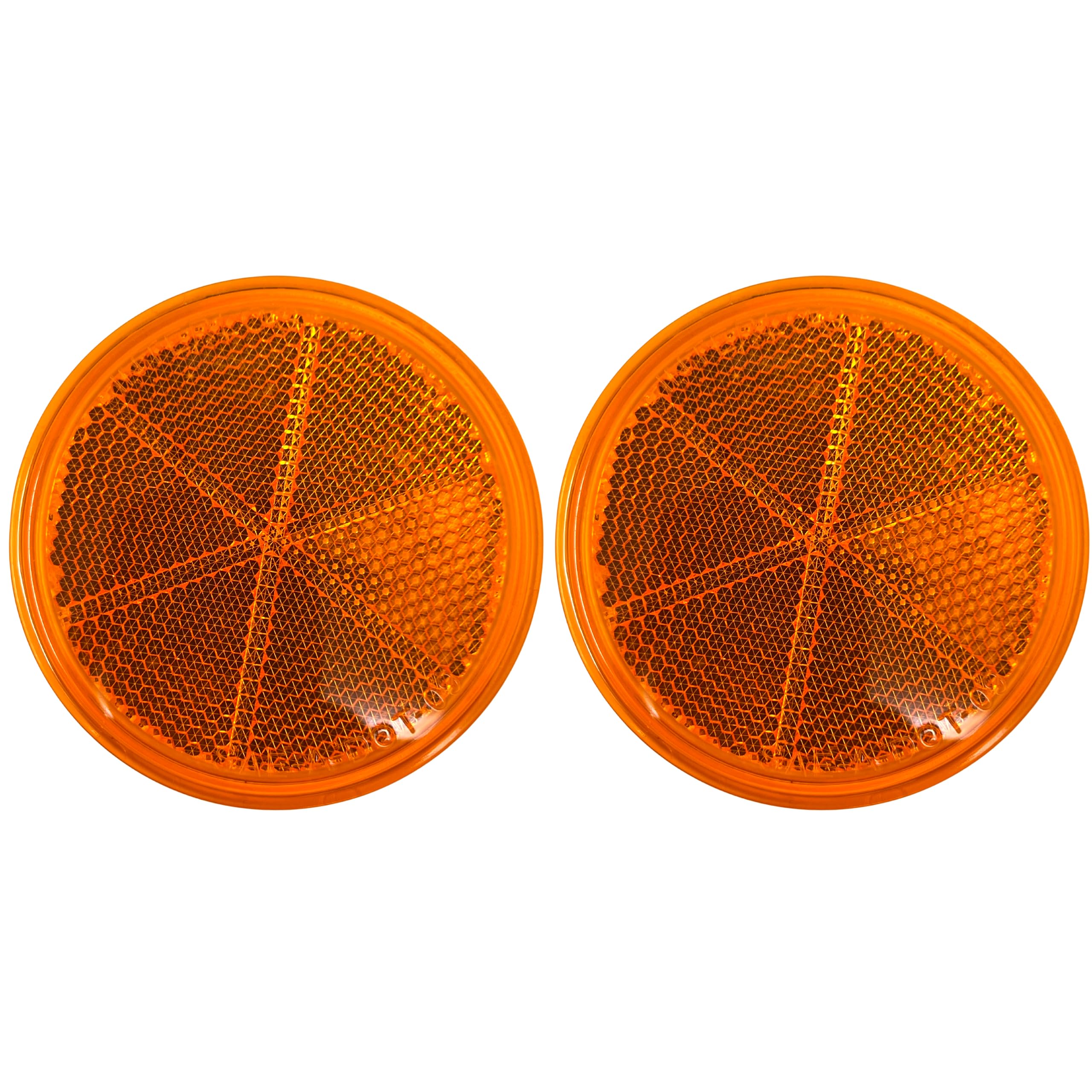 All Star Truck Parts Class A 3" Round Reflector Strong Stick-on - RED/Amber for Trailers, Trucks, Automobiles, Mail Boxes, Boats, SUV's, RV's, Industrial Applications (2X Amber)