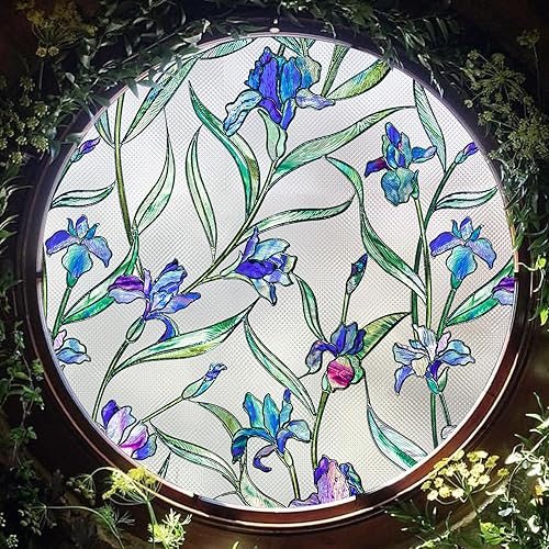 Miniatura 60 de Beautysaid Película de privacidad para ventana, vitral, prisma arco iris 3D, se adhiere a ventanas, bloqueo de calor, tinte para atrapasoles