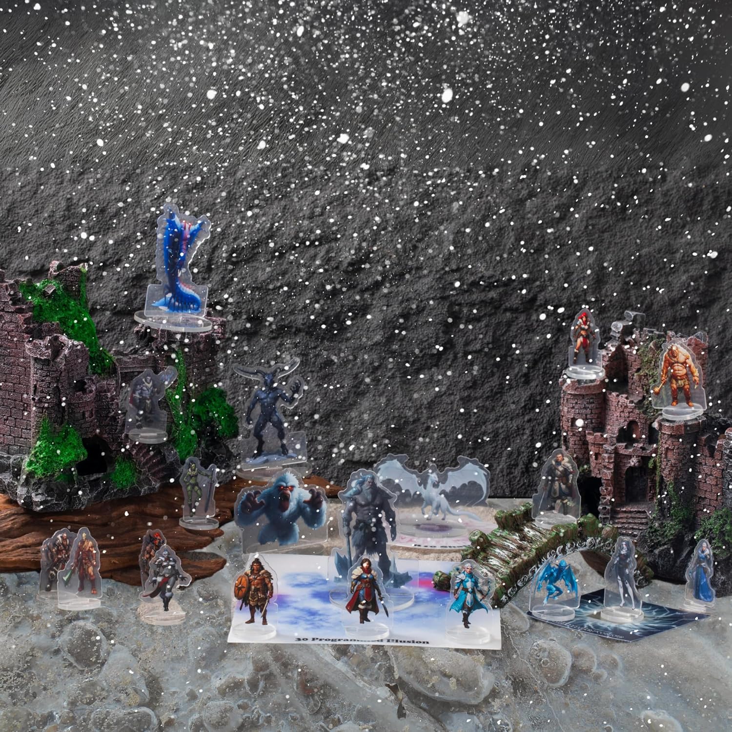 DND Miniatures Dungeons and Dragons Starter Set 20 Fantasy Art Minis for D&D 5E Flat Plastic Figures for Pathfinder TTRPG Accessories Tabletop RPG Games DM Gift