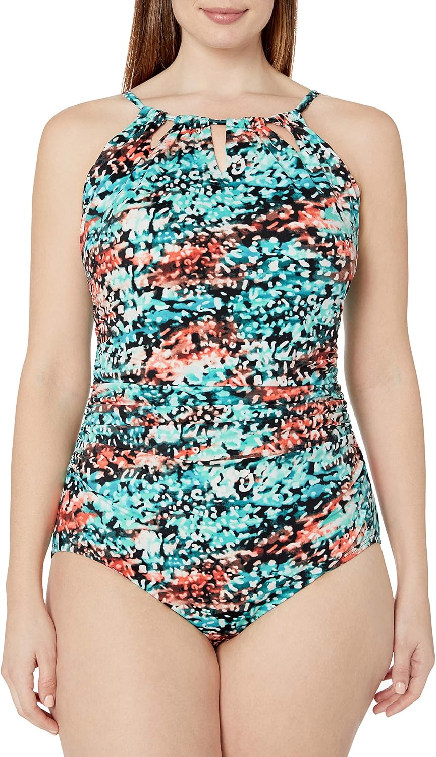 Coastal Blue Traje de baño completo, talla plus, para mujer Amazon
