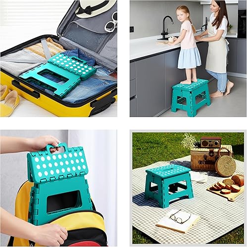 Miniatura 5 de Utopia Home Folding Step Stool - (Pack of 1) Foot Stool with 9 Inch Height - Holds Up to 300 lbs - Lightweight Plastic Foldable Step Stool for Verde