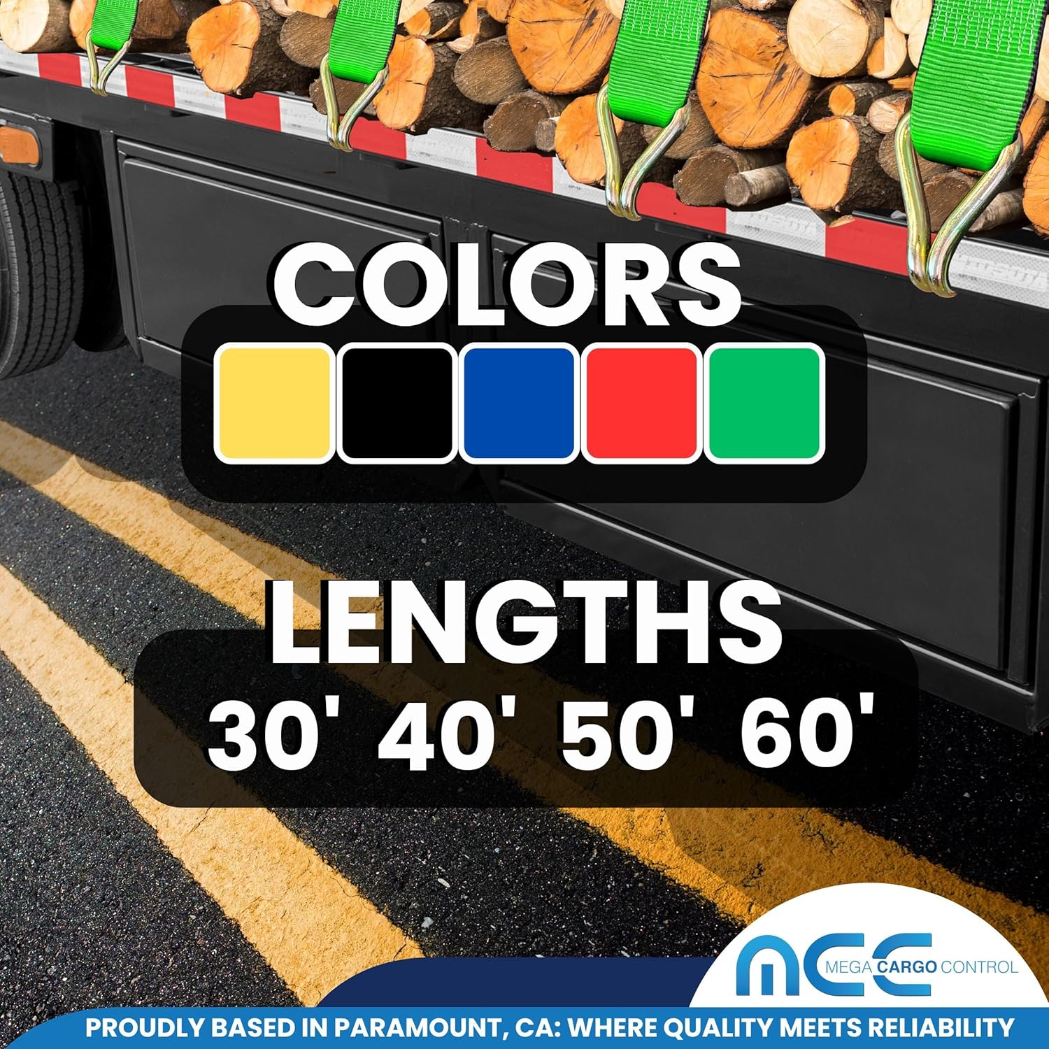 Mega Cargo Control J Hook Ratchet Straps, 3" x 30' Heavy Duty Tie Downs for Cargo Hauling, Flatbeds, Trailer (Green, 2 Pack)