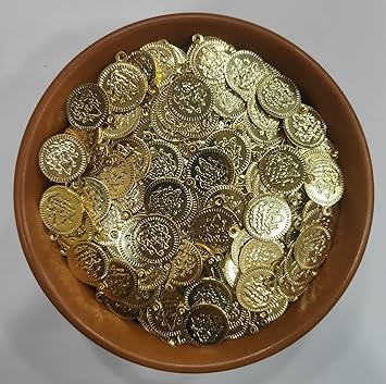 The Unique Light Weight Maha Lakshmi Coin Lakshmi Kasu For Aari/Maggam Embroidery, Art & Craft Work (Pack Of 100Pcs) - Gold